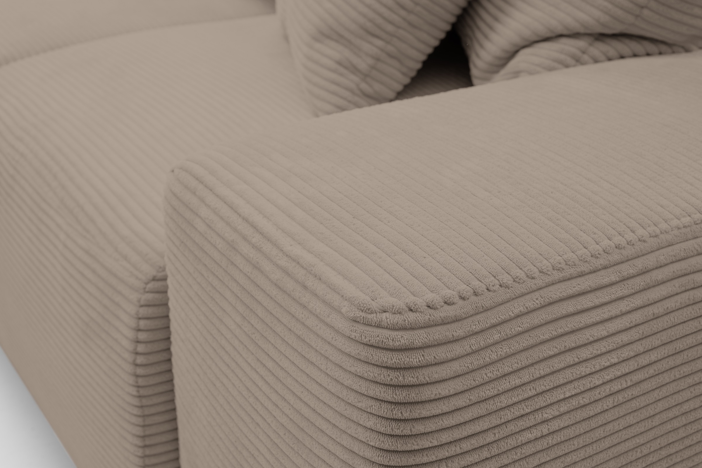 WERK2 Ecksofa »Riwa, modernes Sofa zum Kuscheln und Entspannen, Breite 300cm, L-Form«, Trendiges Ecksofa mit vielen Kissen, Schlaffunktion & Bettkasten