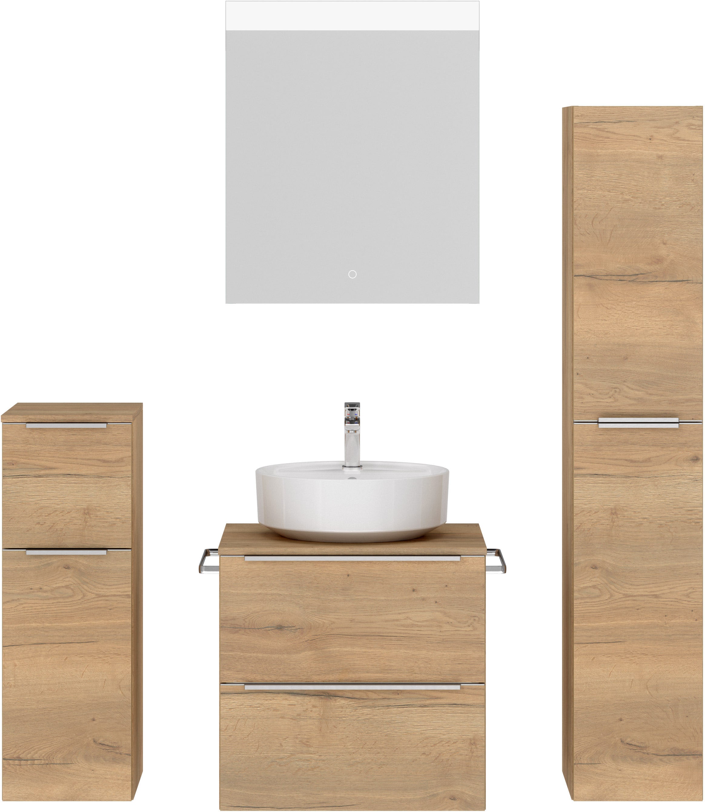 nobilia® Badmöbel-Set, (4 St., vormontiert, mit Soft-Close), inkl. Spiegel günstig online kaufen