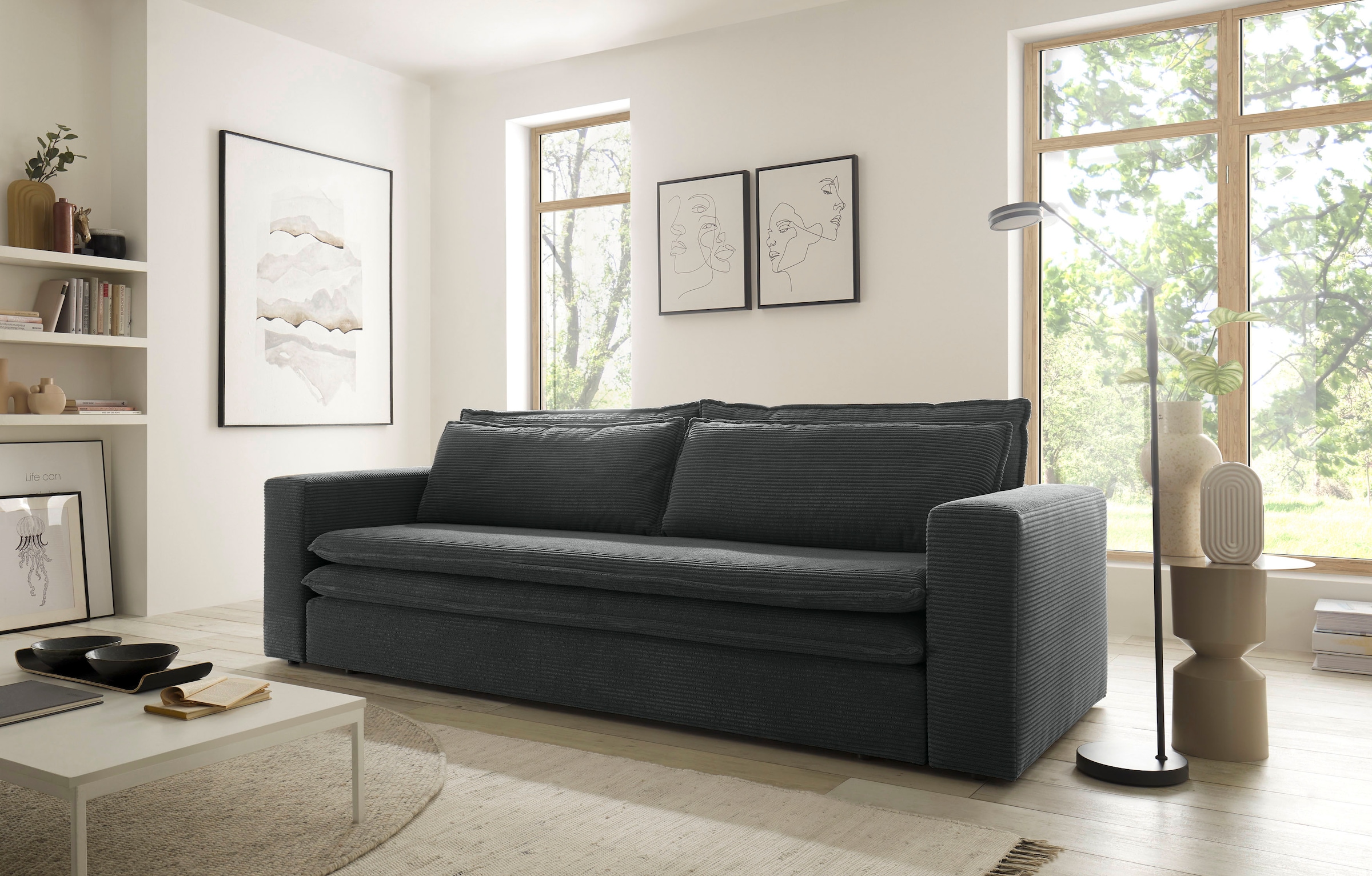 Home affaire 3-Sitzer »PIAGGE« Cord-Bezug - mit Bettfunktion und Bettkasten, mit praktischem Topper