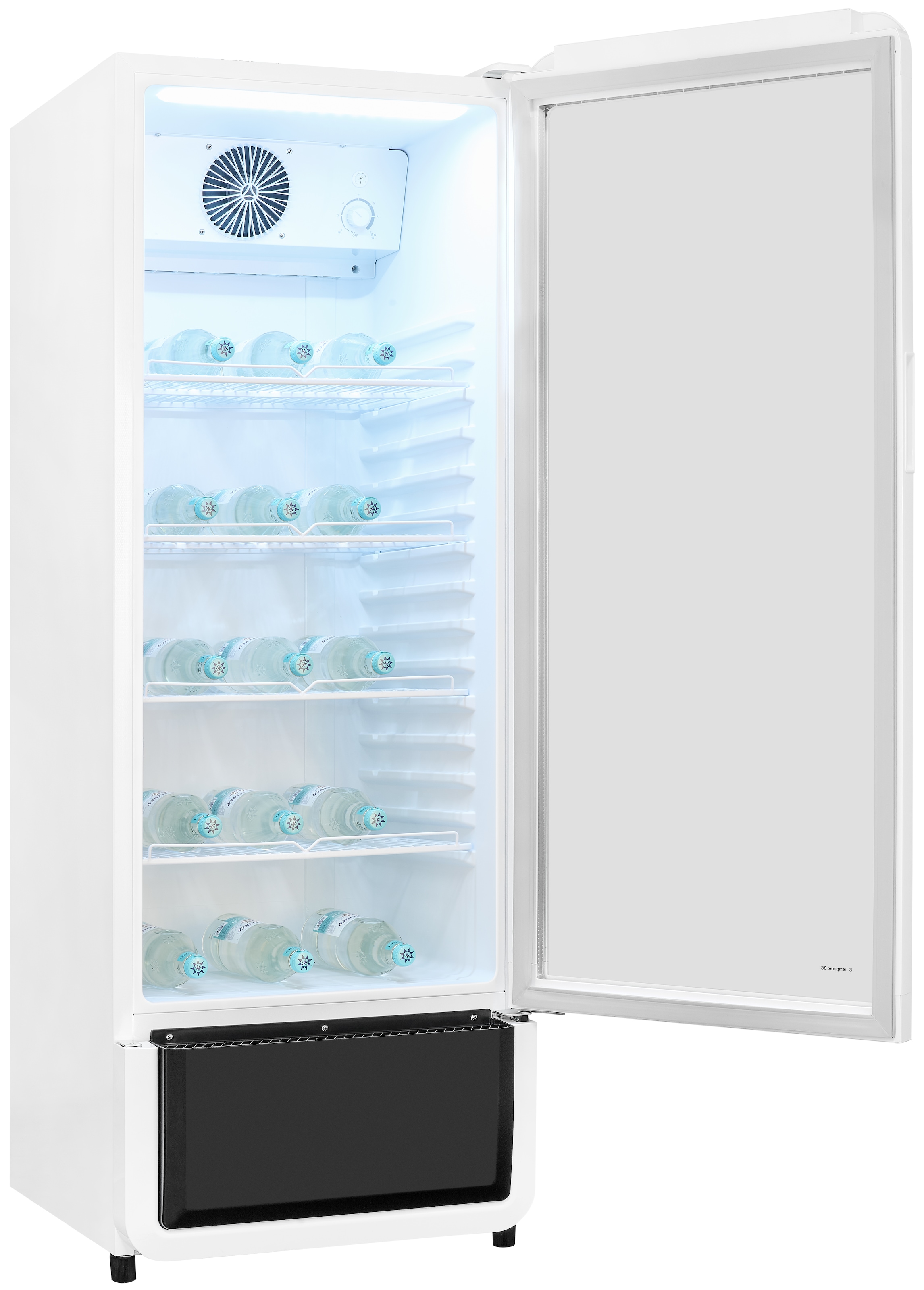 exquisit Getränkekühlschrank GKS220-GT-431D weiss »GKS220-GT-431D weiss« 152,5 cm hoch 54 cm breit Alles auf einen Blick dank Isolierglastür und übersichtliche Lagerung