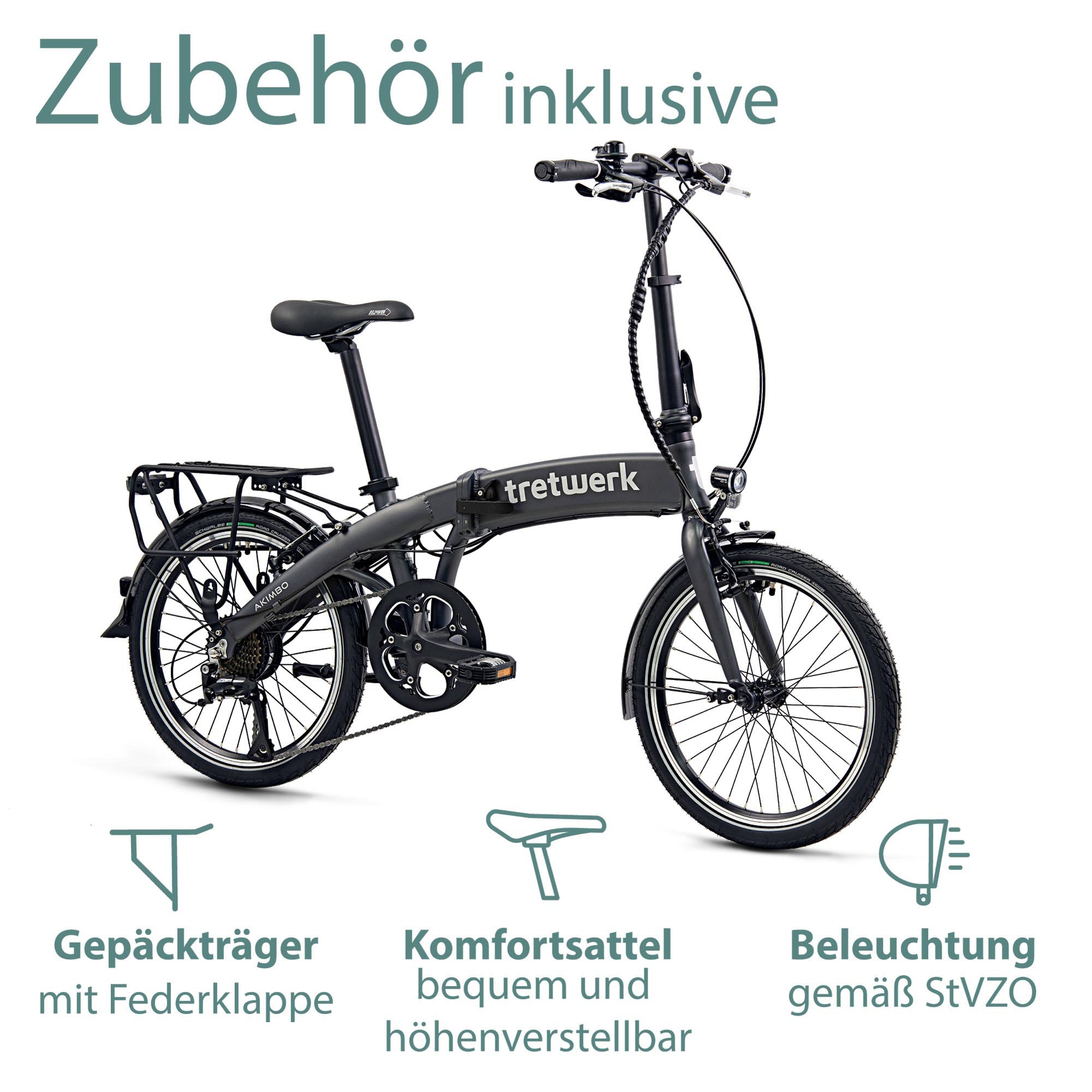 Tretwerk E-Bike »Akimbo«, 8 Gang, Shimano, Acera M3020 SGS, Heckmotor 250 W, Pedelec, Elektrofahrrad für Damen u. Herren