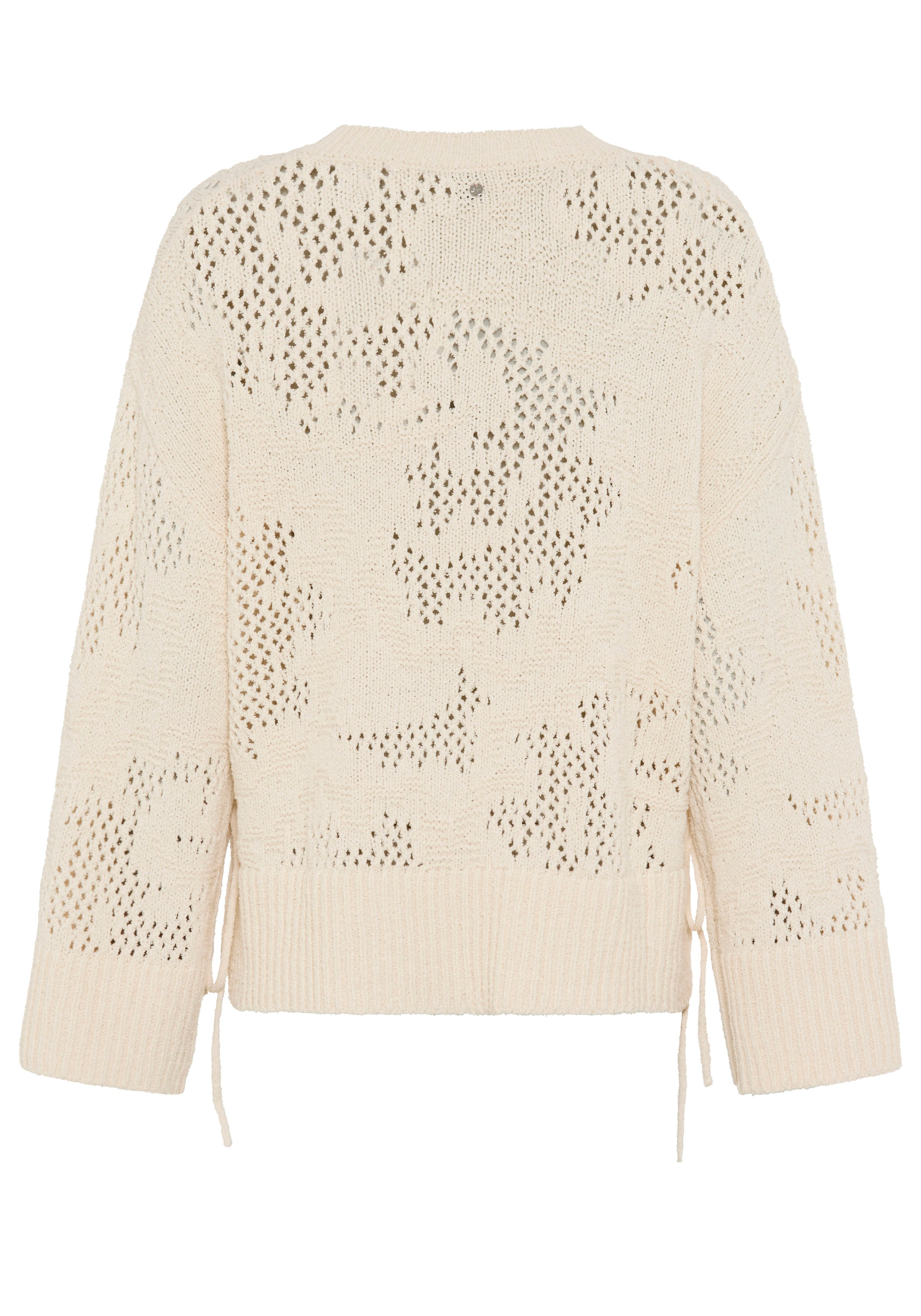 BOSS ORANGE Strickpullover »Foira Premium Damenmode« mit seitlichen Bindedetails, Lochstrickmuster