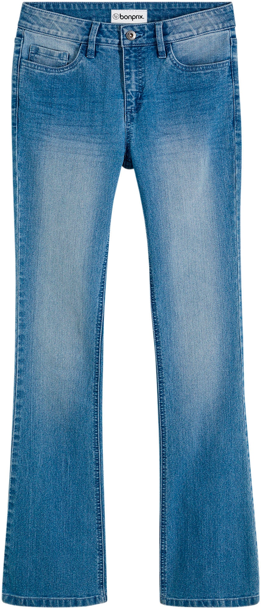 bonprix Schlagjeans »Flared Jeans Mid Waist, Stretch« 5-Pocket-Style, aus Baumwolle, Polyester und Elasthan, Mid Waist