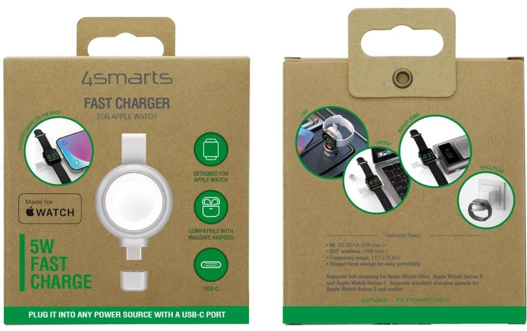 4smarts USB-Kabel »Apple Watch Charger QI2.0 Silber«