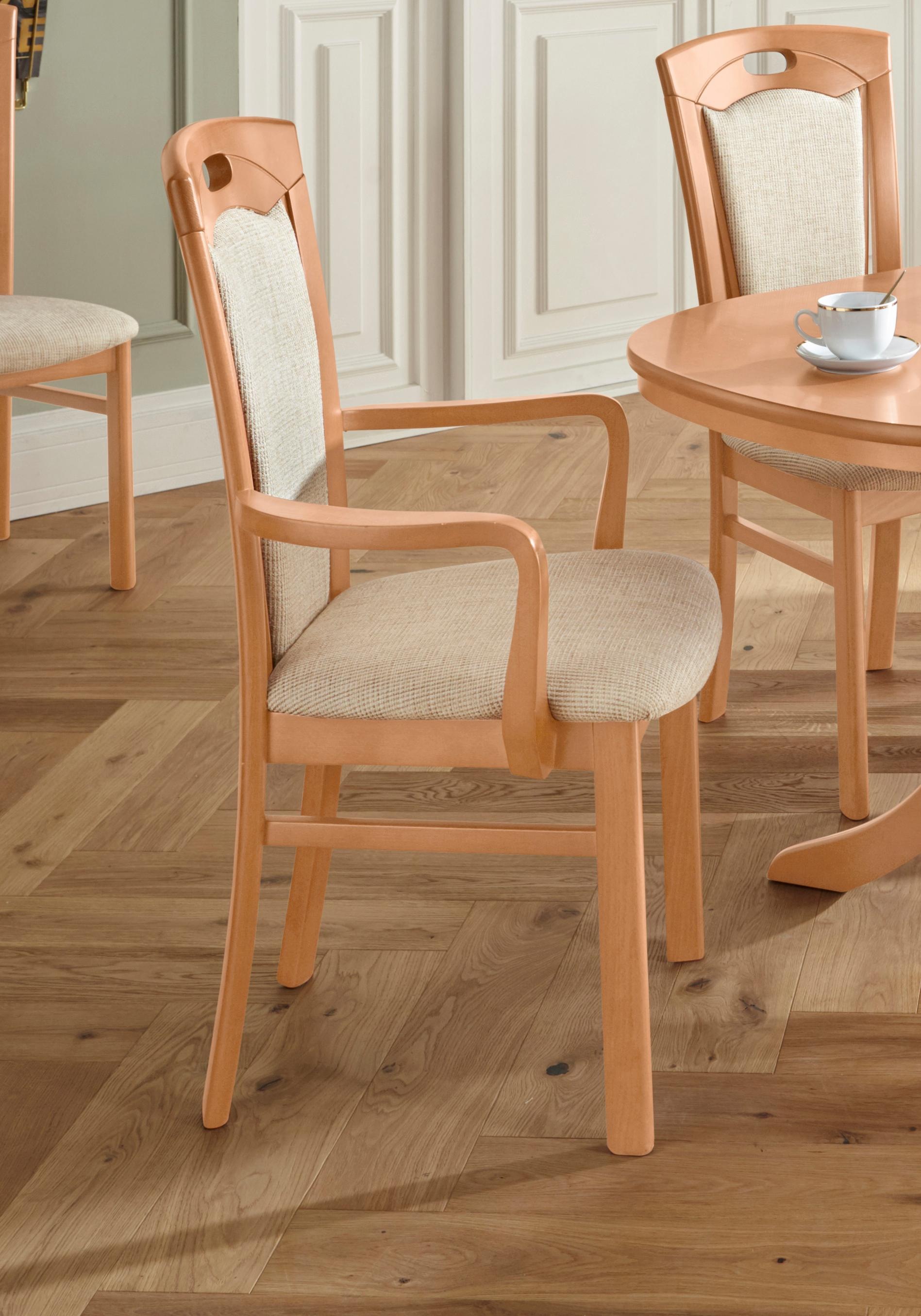 Home affaire Esszimmerstuhl »FERDI, Armlehnstuhl, Made in Italy, Massivholz«, Struktur, Bezug Feinstruktur (wasser-und fleckabweisend) oder Struktur