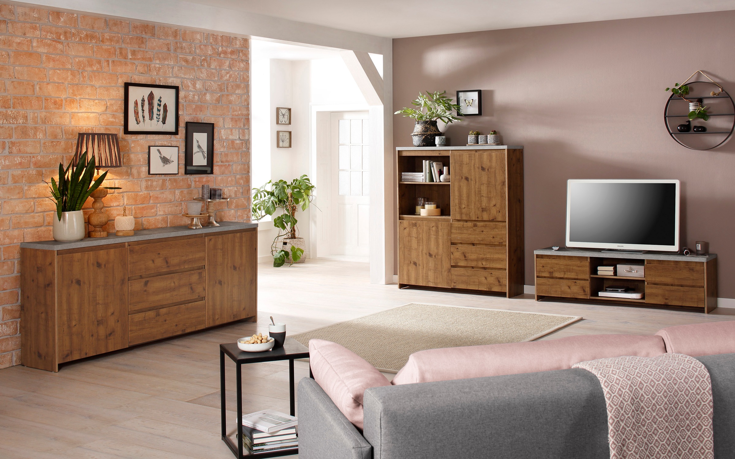 Home affaire Highboard »Maribo«, Stauraumschrank im modernen Landhaus-Stil, Breite 125 cm