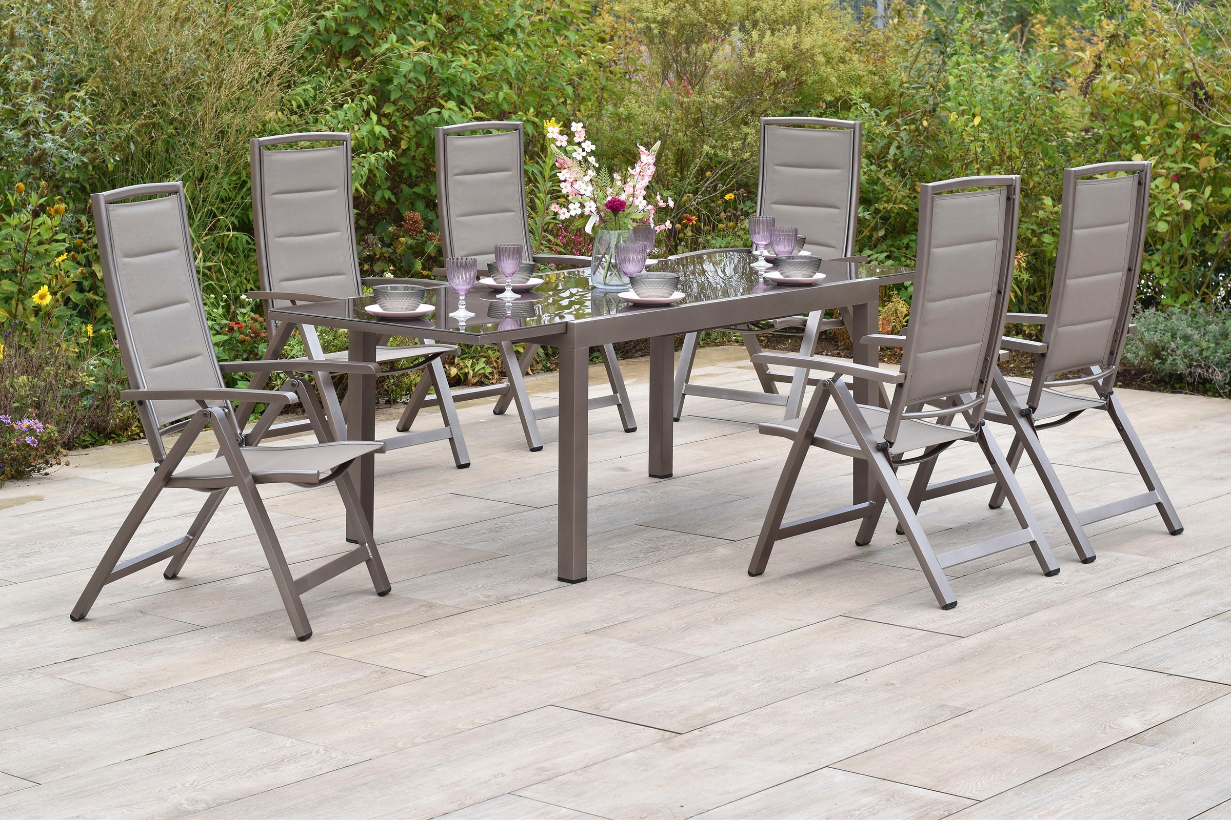 MERXX Garten-Essgruppe »»Tinetto««, (Set, 7 tlg.), Rückenlehne 5-fach verstellbar