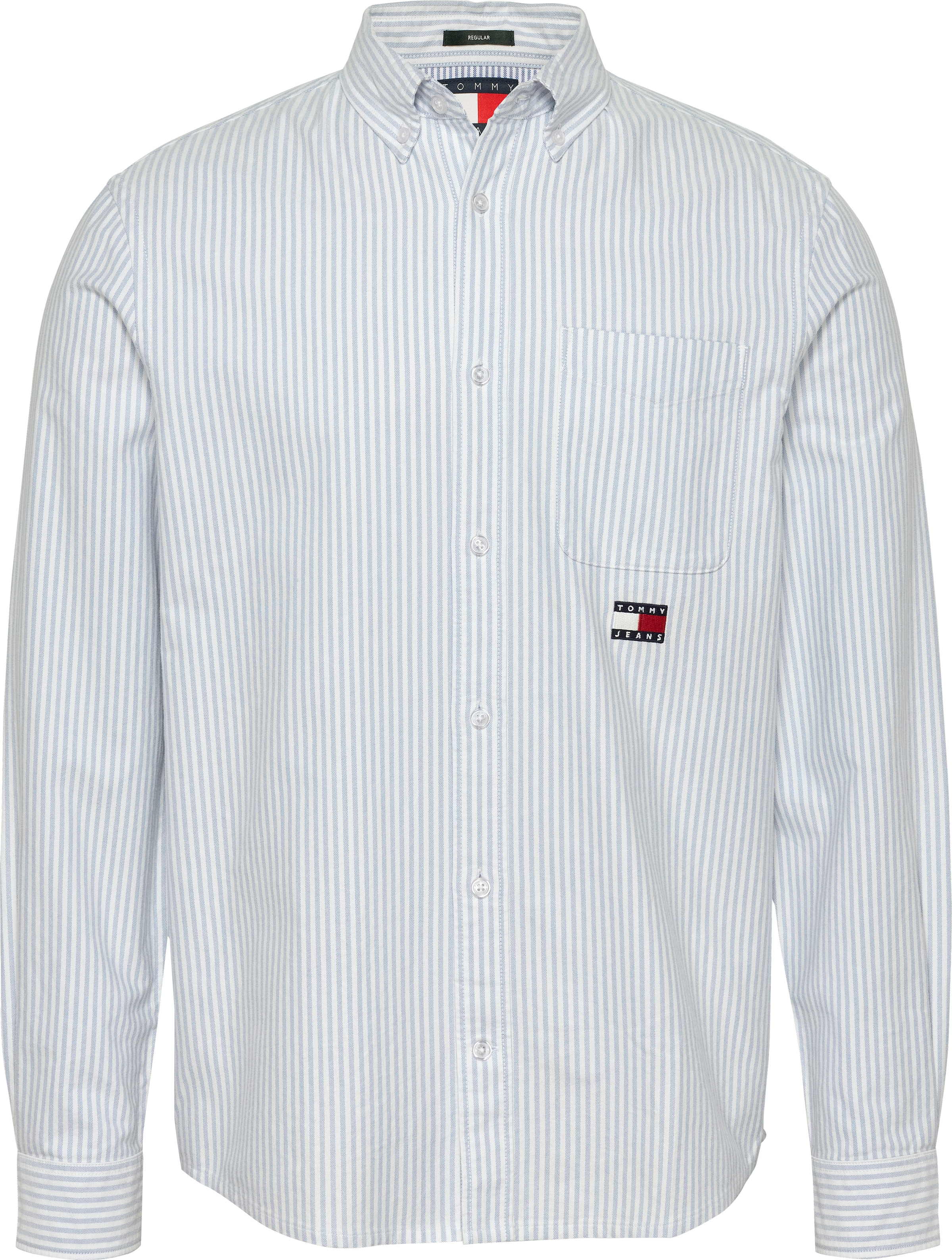 Tommy Jeans Langarmhemd »TJM STRIPE OXFORD SHIRT EXT«, mit Logostickerei