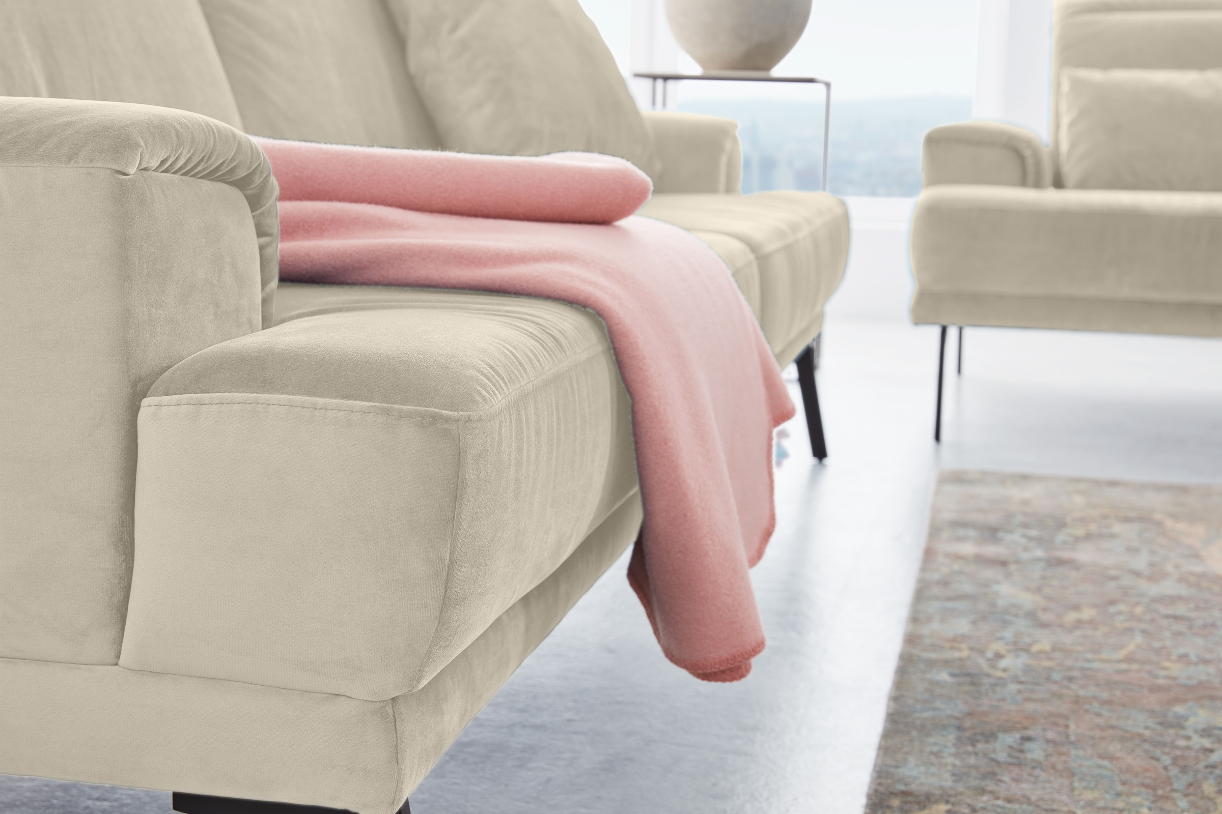 Musterring 3-Sitzer »MR 4580« inkl. Kopf- und Sitztiefenverstellung, Fuß schwarz, B228 x T103 cm