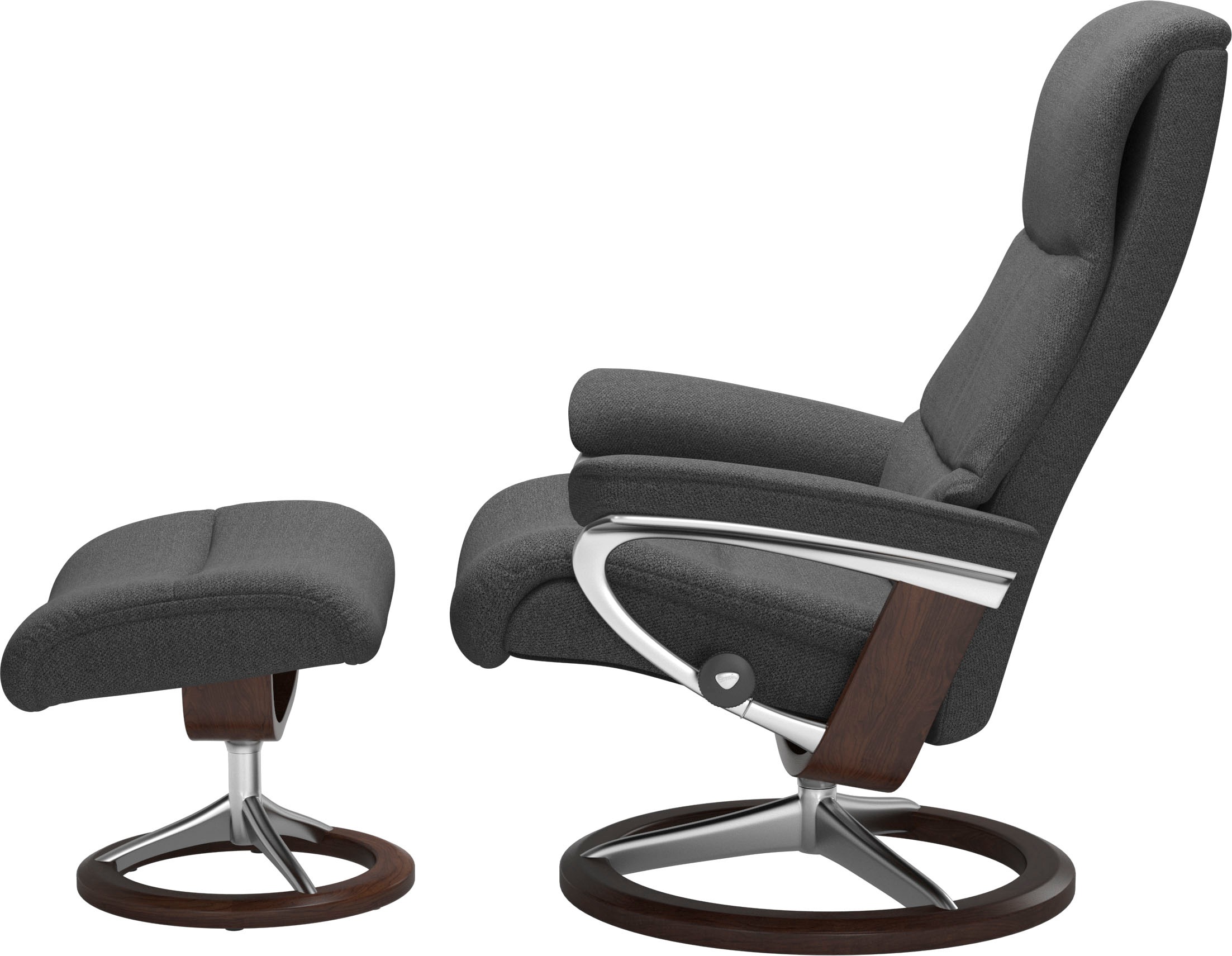Stressless® Relaxsessel »View«, (Set, Relaxsessel mit Hocker), mit Signature Base, Größe M,Gestell Braun