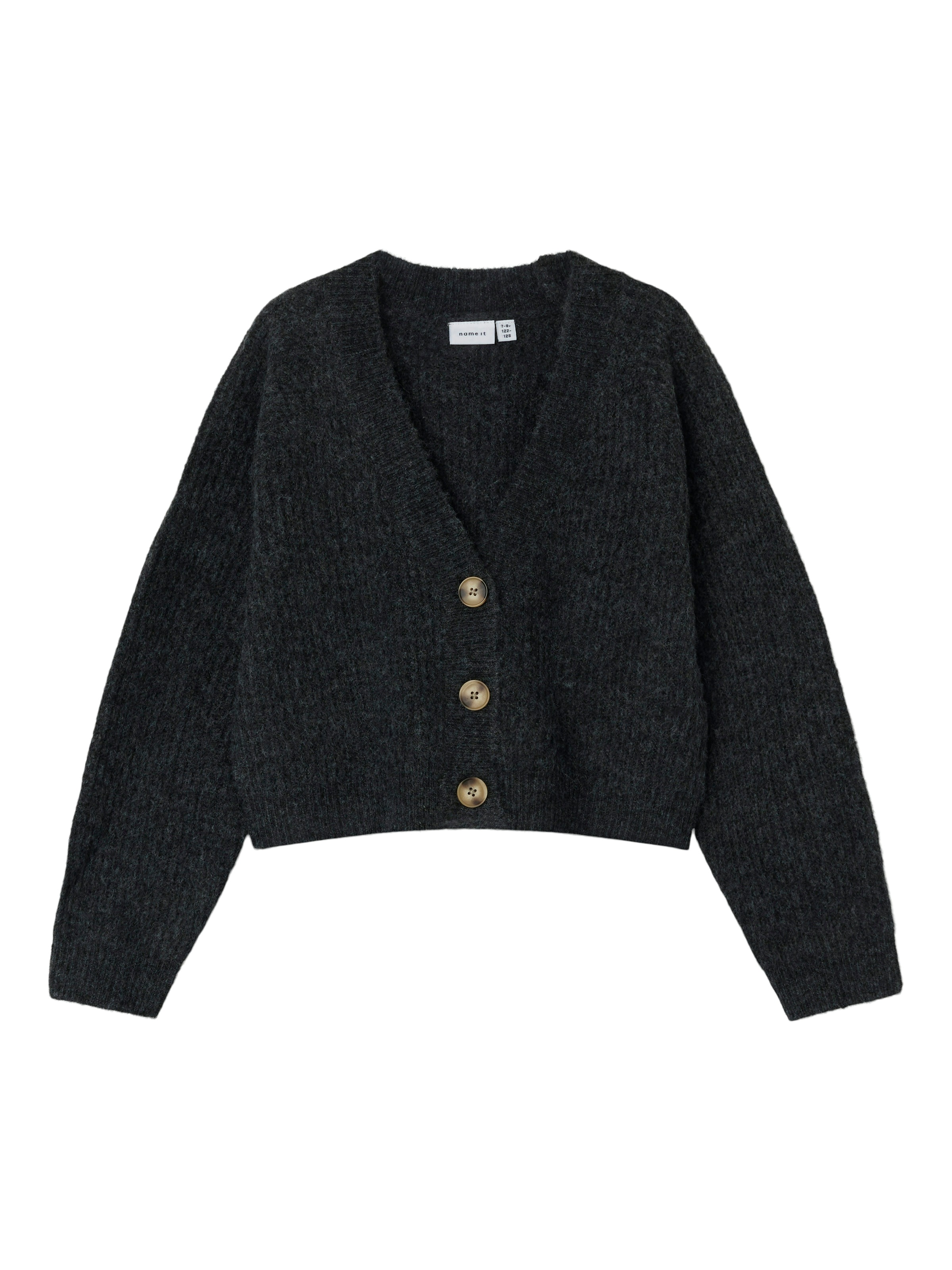 Name It Strickjacke »NKFHOLLY BOXY SHORT KNIT CARD NOOS«, in modischer Boxy-Form, mit tiefem V-Ausschnitt