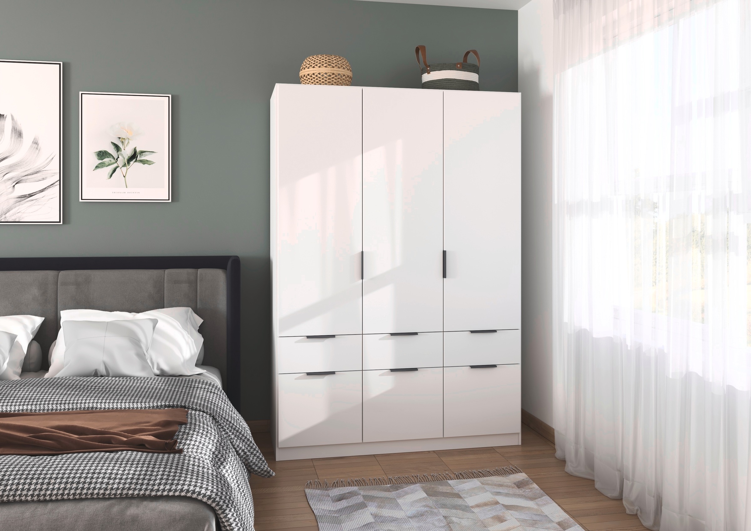 rauch Kleiderschrank »Kleiderschrank Schrank Garderobe Wäscheschrank DUNDEE«, (mit 3 Griff-Varianten), Schubladen in zwei Höhen, optional mit Spiegel MADE IN GERMANY
