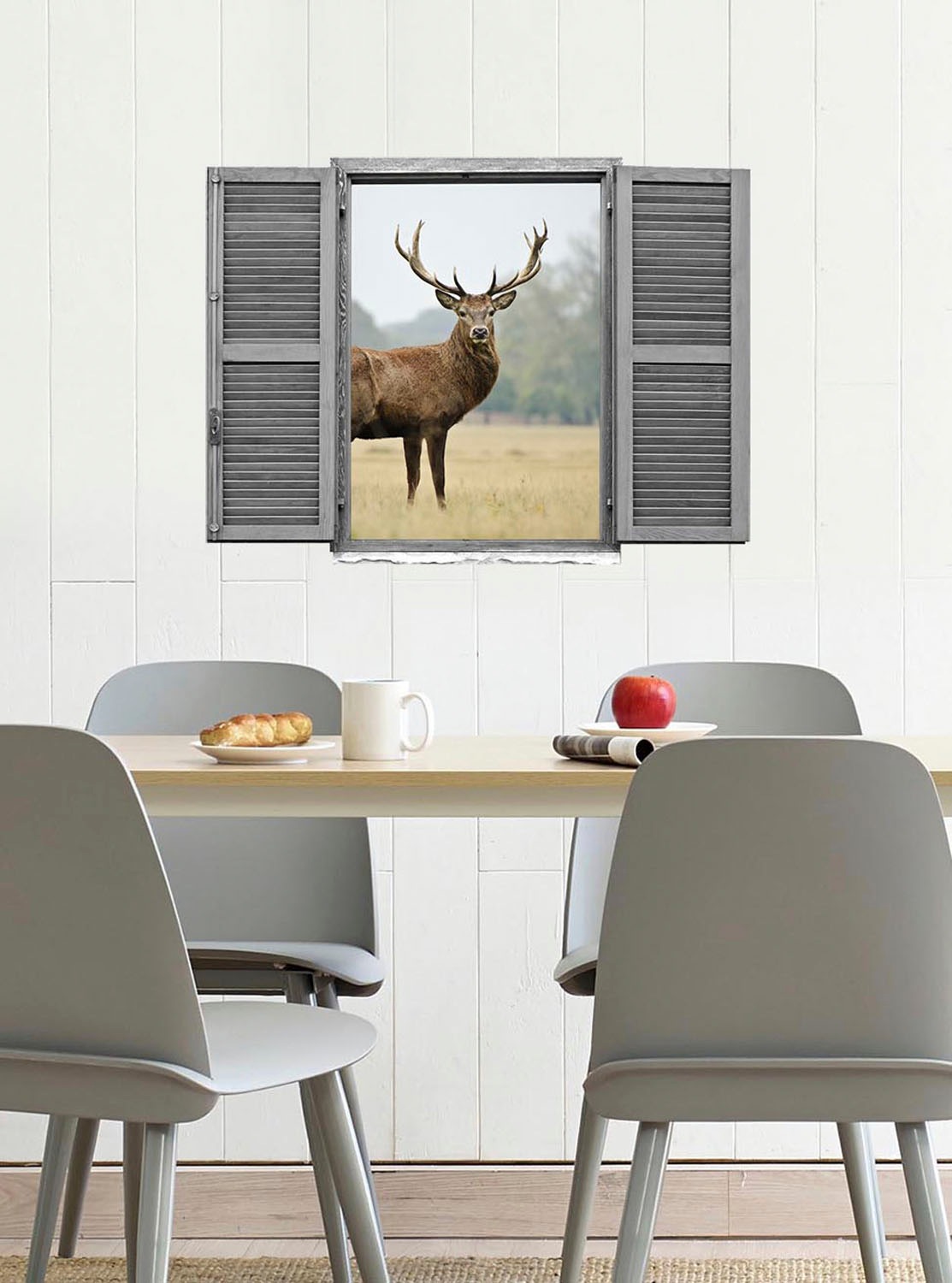 queence Wandtattoo »Hirsch«, (1 St.), Wandsticker, Wandbild, selbstklebend, 3D, Fenster