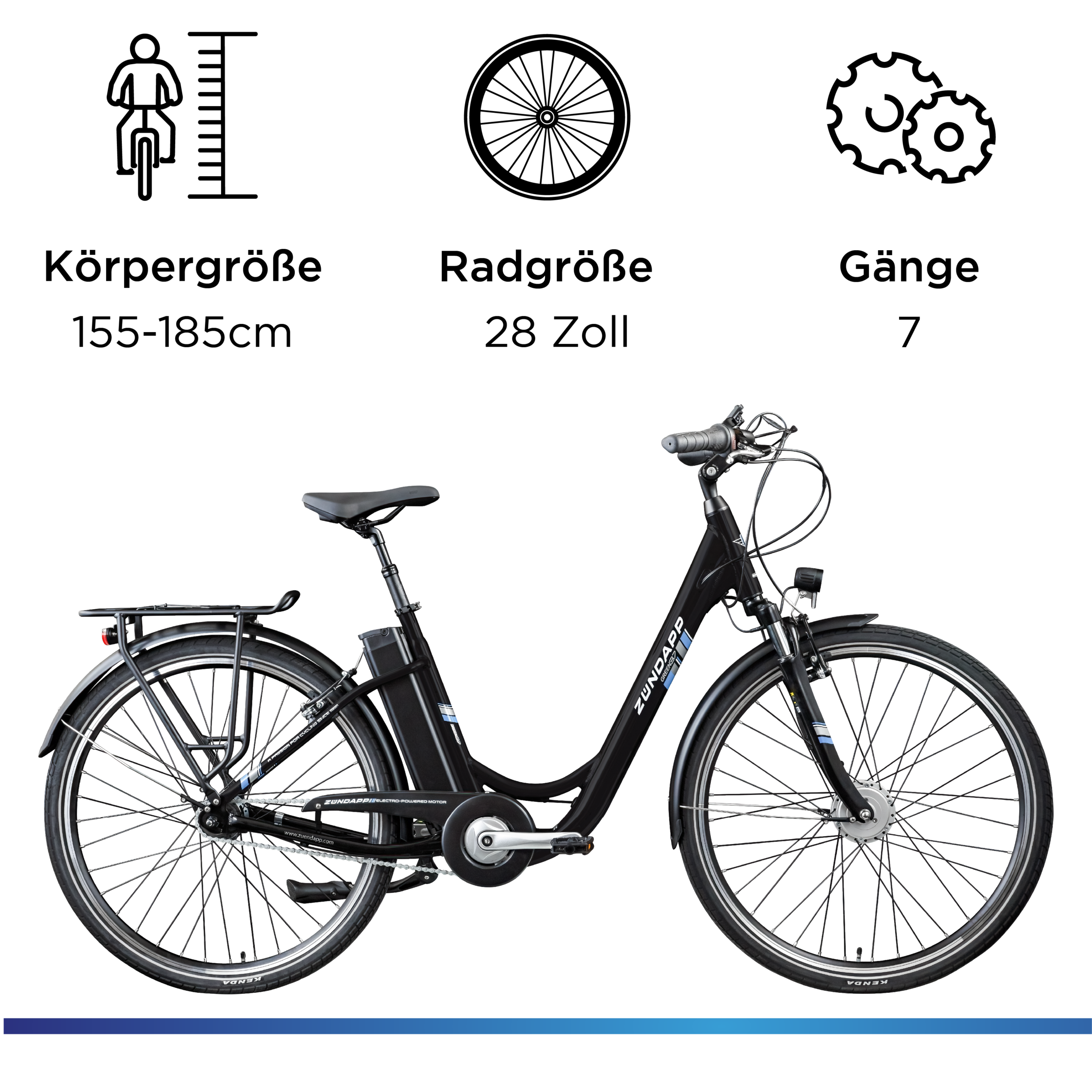 Zündapp »Green 3.7« 7 Gang Nabenschaltung Frontmotor 250 W Pedelec, Elektrofahrrad für Damen u. Herren