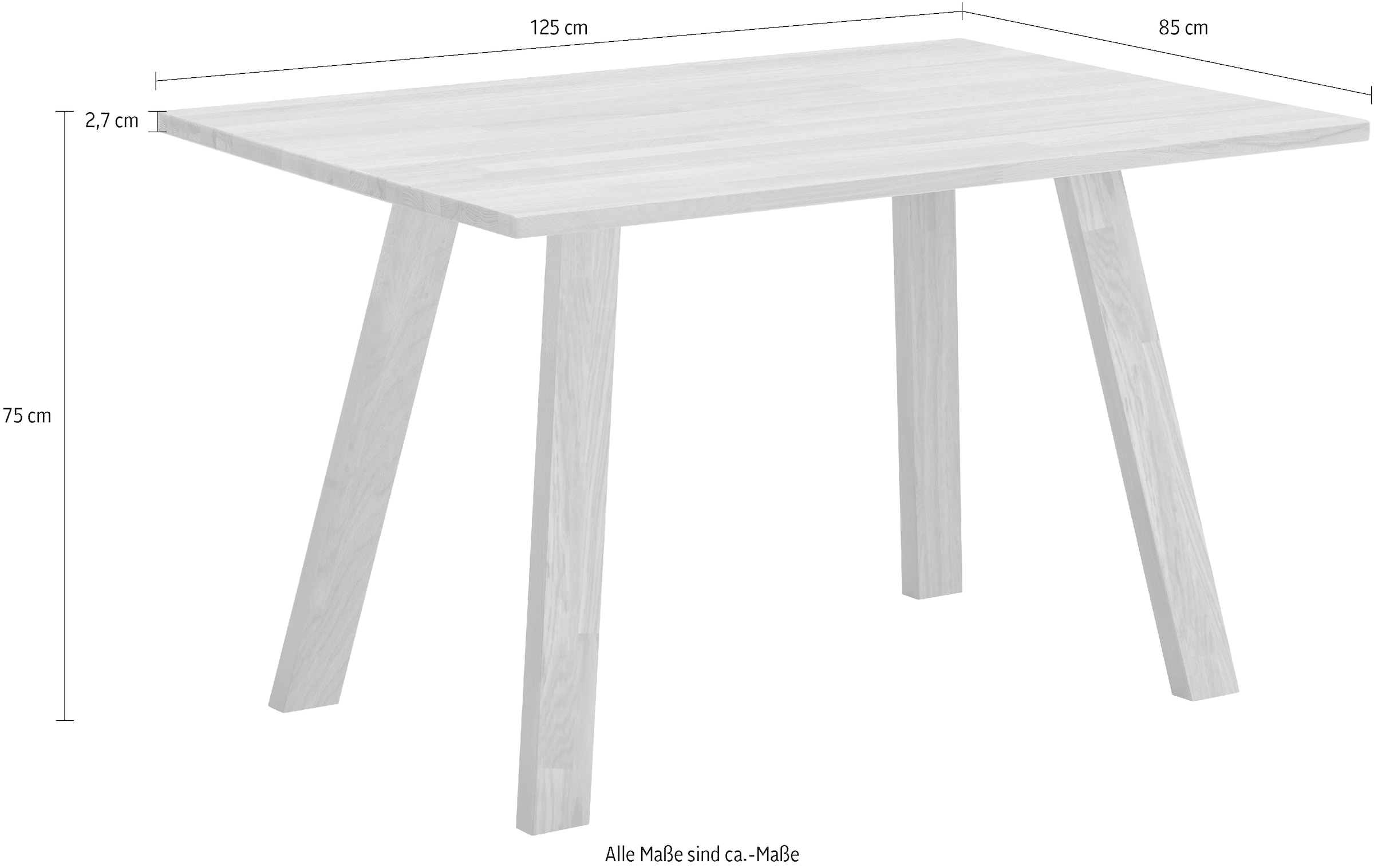 massivline&more Esstisch »Lorenzo/Roberto, Küchentisch, Tisch, Esstisch, Holztisch«, (2 St.), Massivholztisch, Wahlweise mit Einlegeplatte