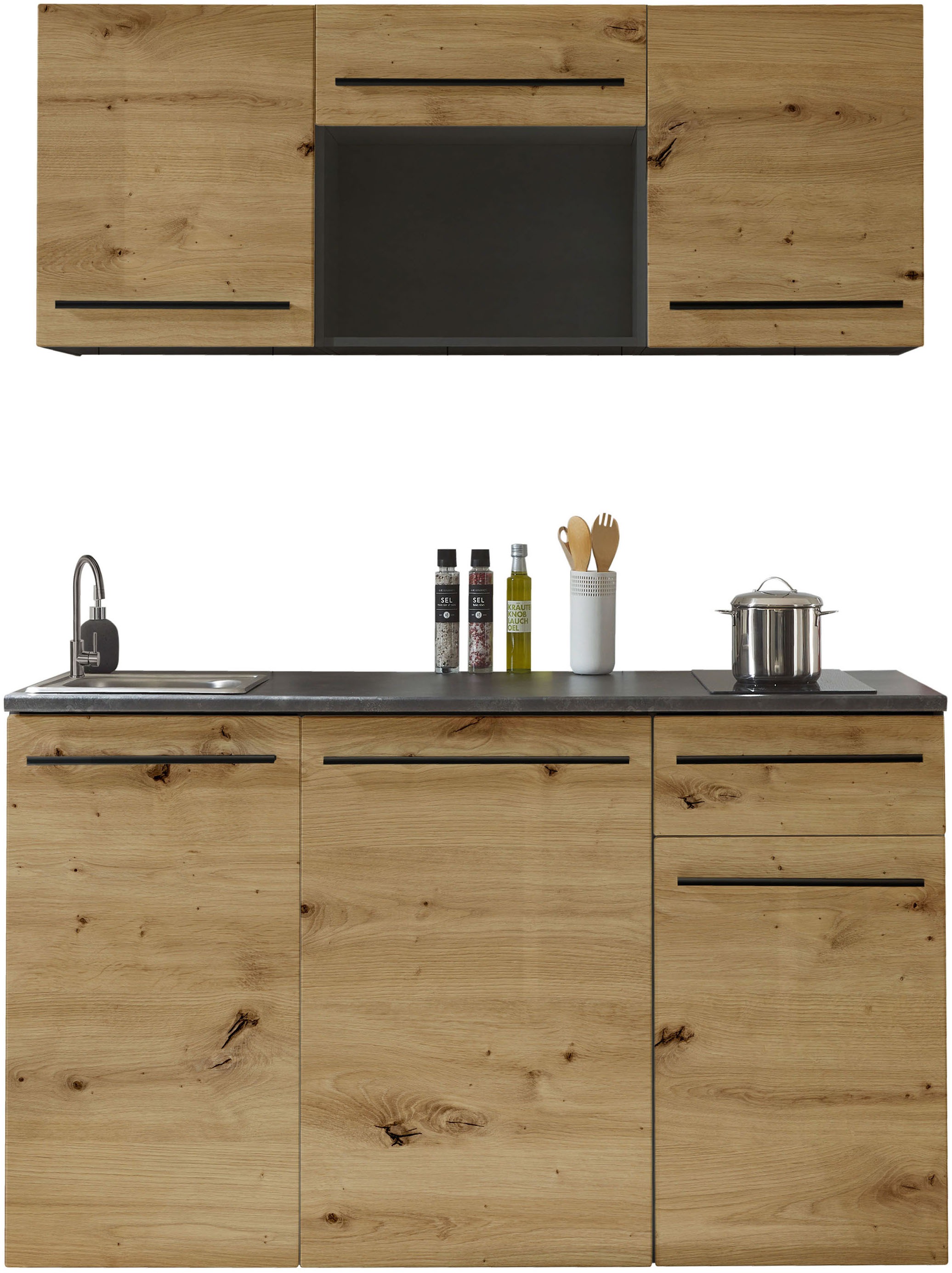 BASIC by Balculina Küchenzeile »Jazz Singleküche«, Breite 160 cm, mit und ohne Geräte lieferbar