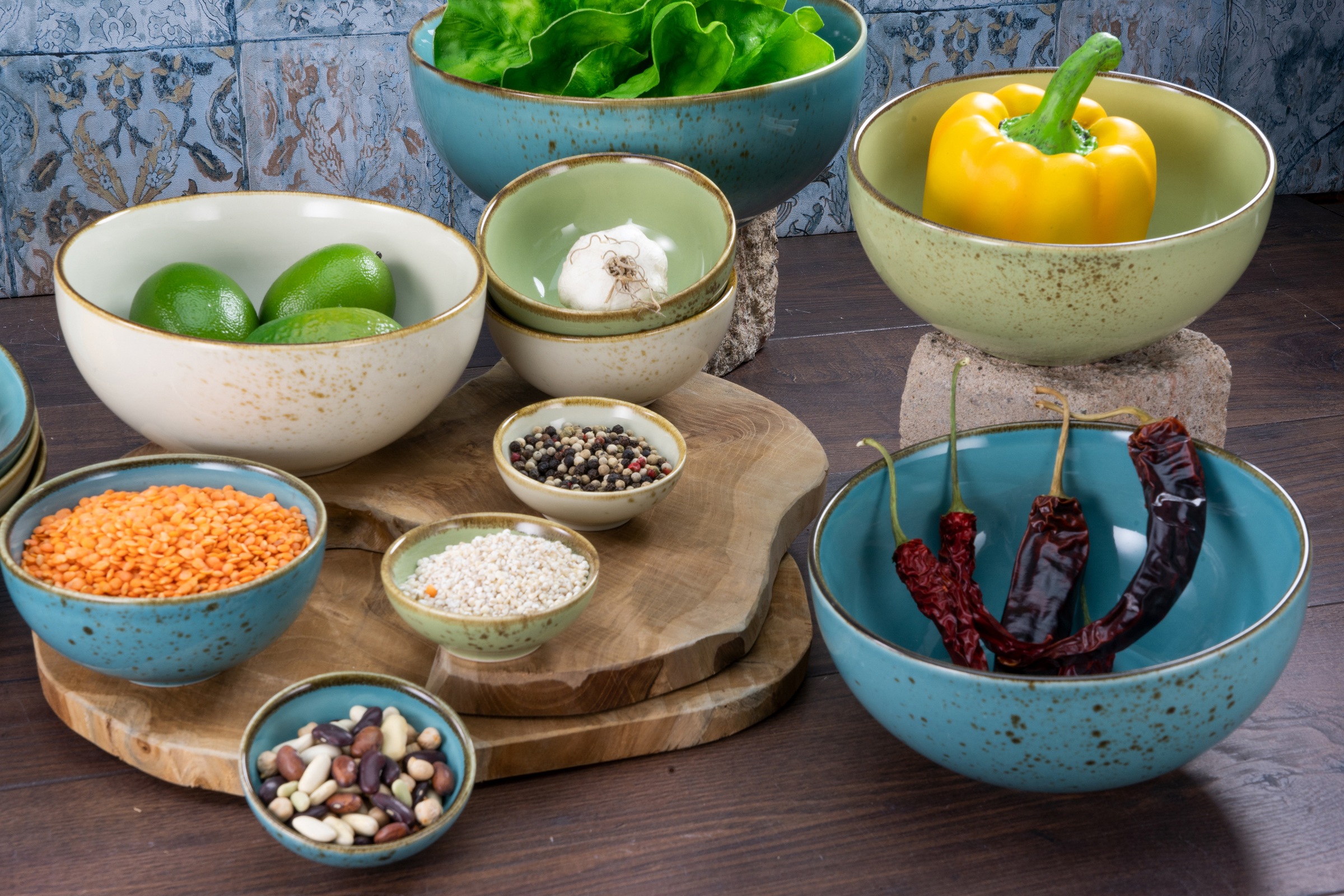 CreaTable Müslischale »NATURE COLLECTION«, 4 tlg., aus Steinzeug, Salatscha günstig online kaufen