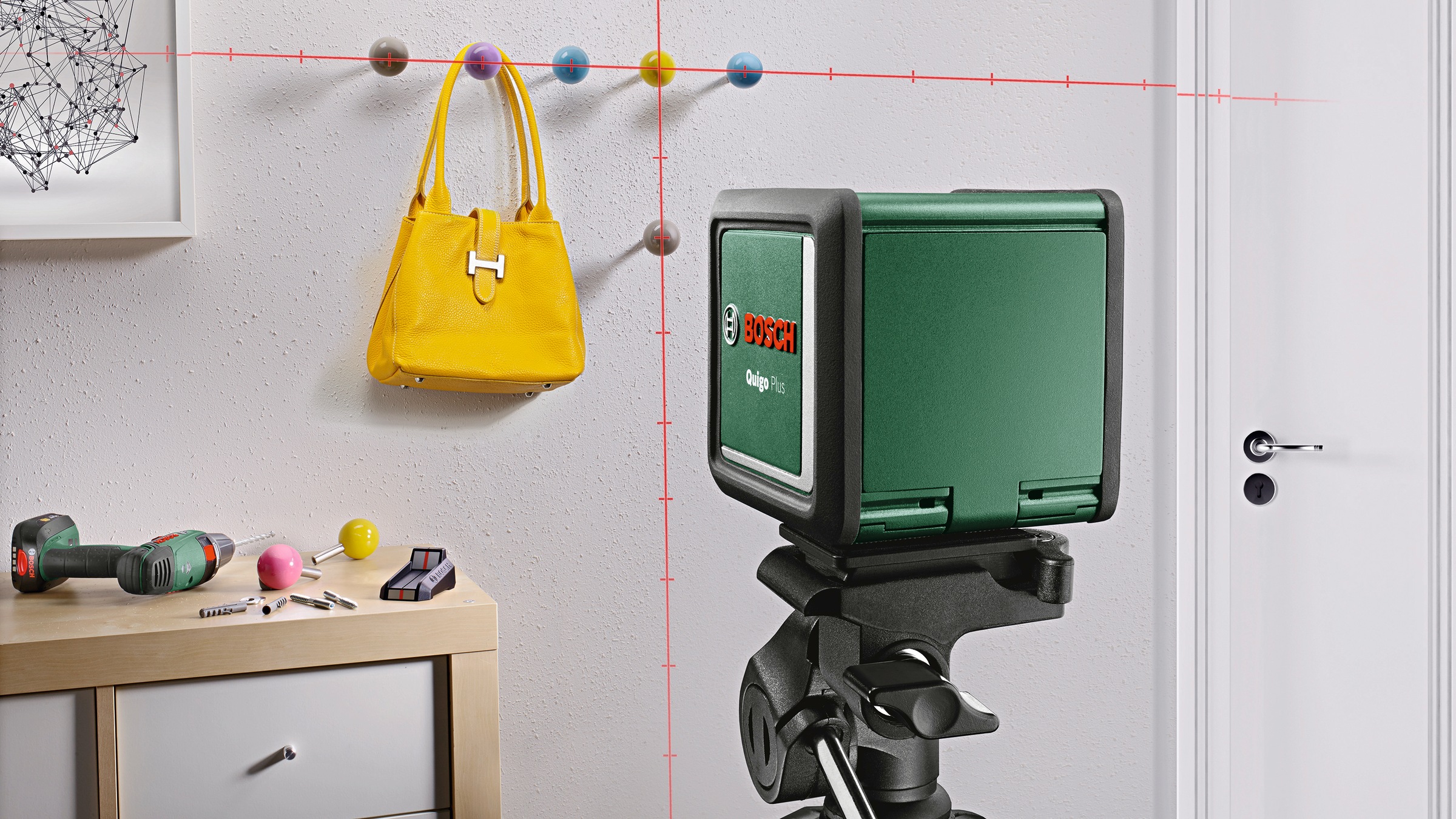 Bosch Home & Garden Kreuzlinienlaser »Quigo Plus«, (Set), Max. Reichweite: 7m
