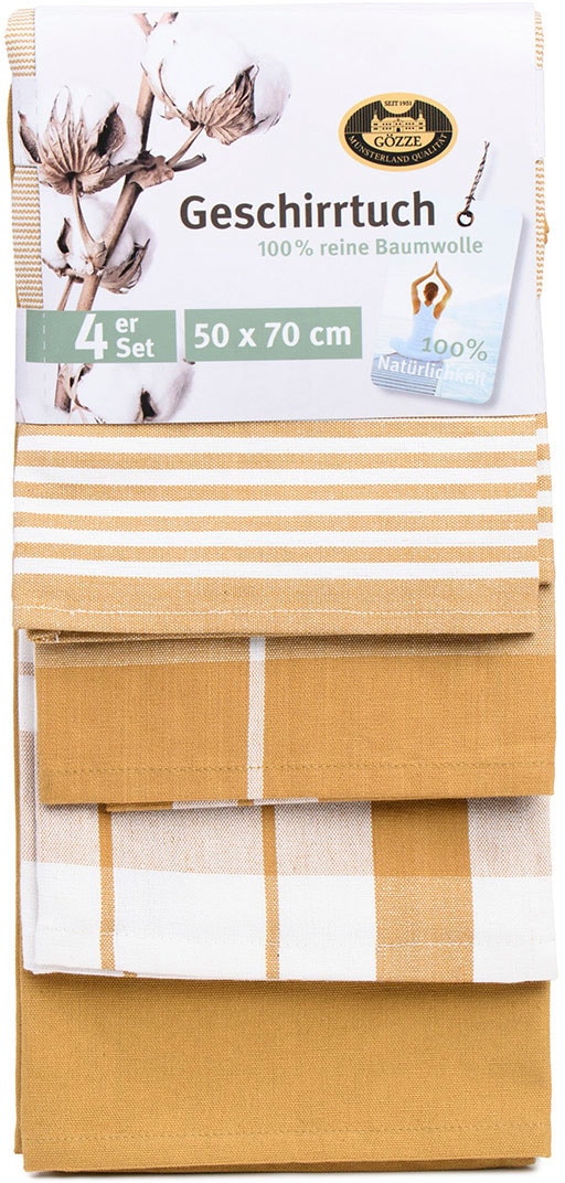 Gözze Geschirrtuch »Geschirrtücher, Des. 60057«, (Set, 4 tlg.), kariert, gestreift und unifarben