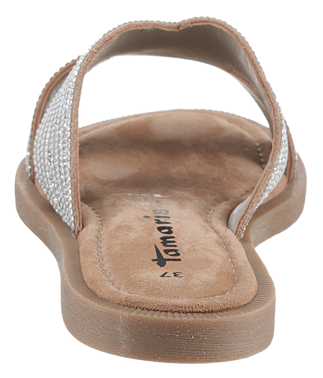 Tamaris Pantolette, Blockabsatz, Festtagsmode, Sommerschuh mit funkelnder Bandage