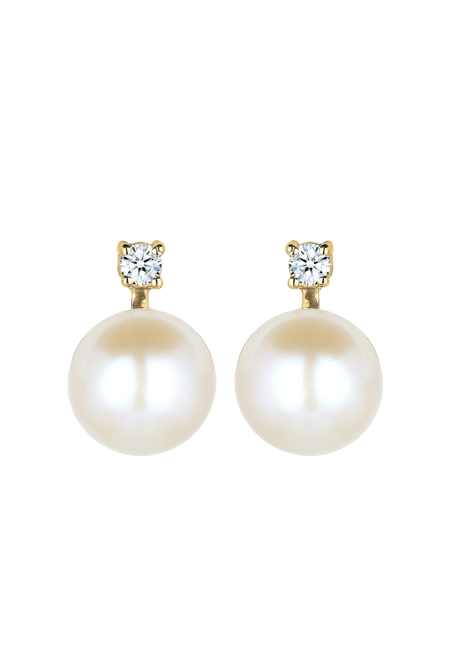 Elli DIAMONDS Paar Ohrstecker »Ohrstecker Süßwasserzuchtperlen Diamant (0.06 ct) 585 Gelbgold«
