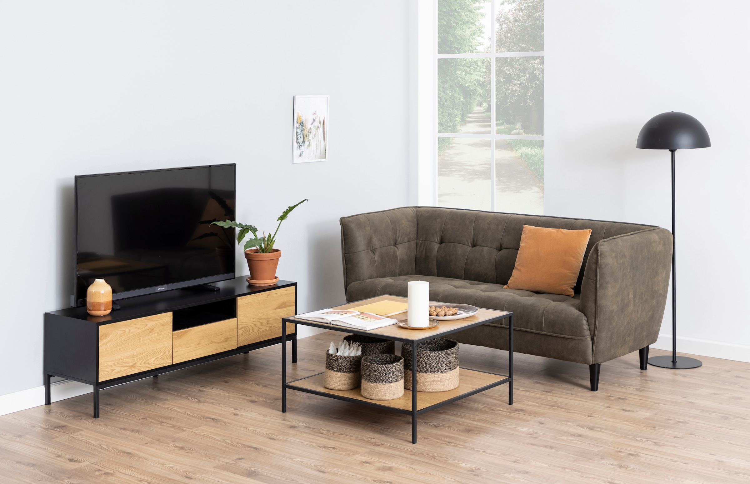 ACTONA GROUP TV-Schrank, 1 Schublade, 1 offenem Fach und 2 geschlossenen Fächern, Breite 140 cm