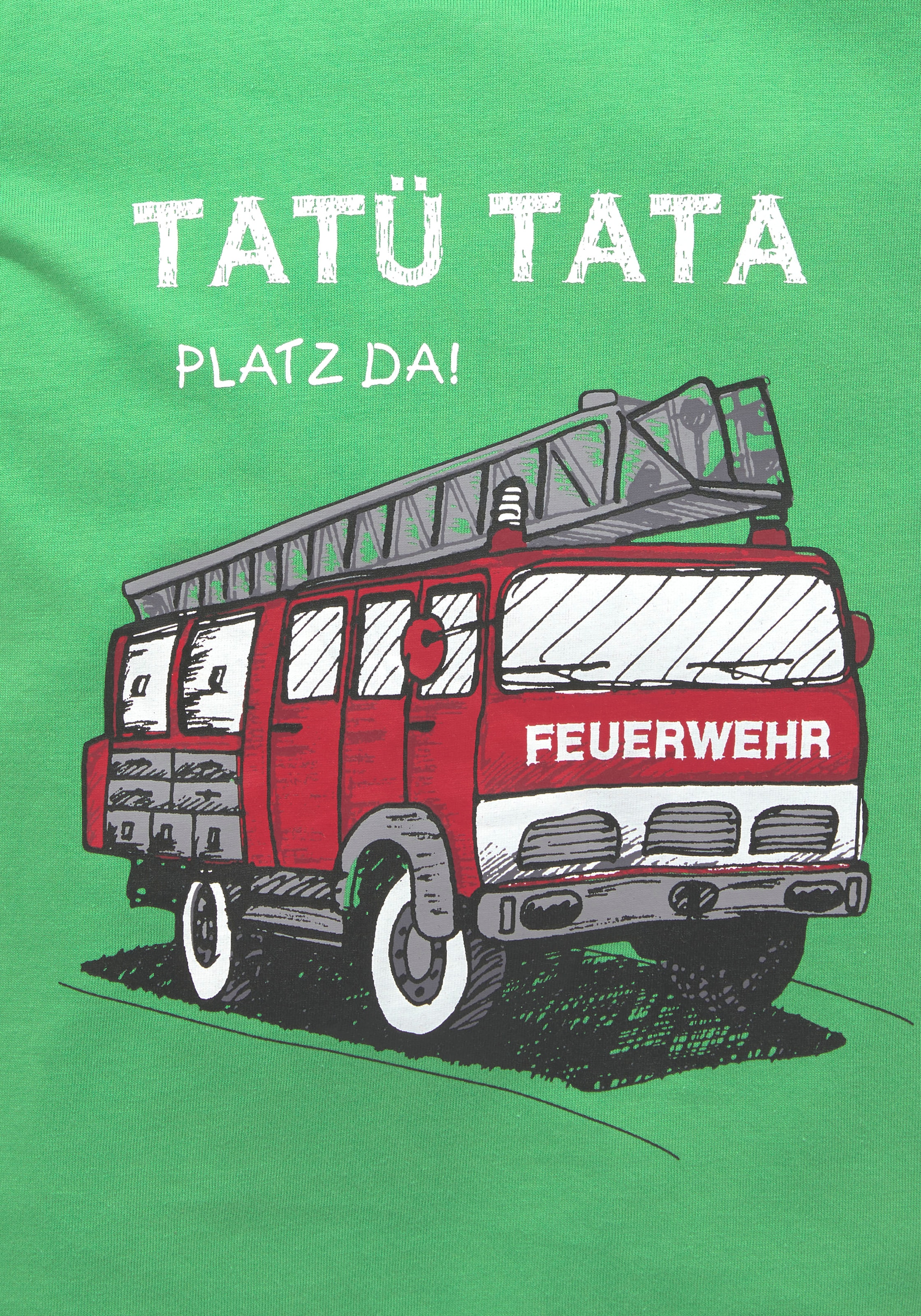 KIDSWORLD T-Shirt »Feuerwehr-Druck: PLATZ DA«, Kurzarm, basic geschnitten, mit coolen Statements