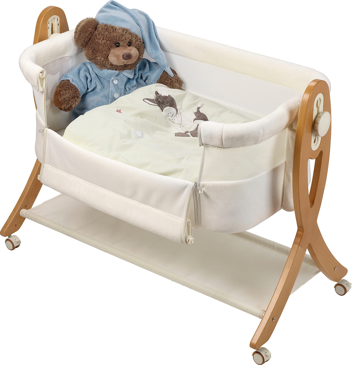 BabyGo Beistellbett »SidebySide, weiß/beige«, mit Schaukelfunktion