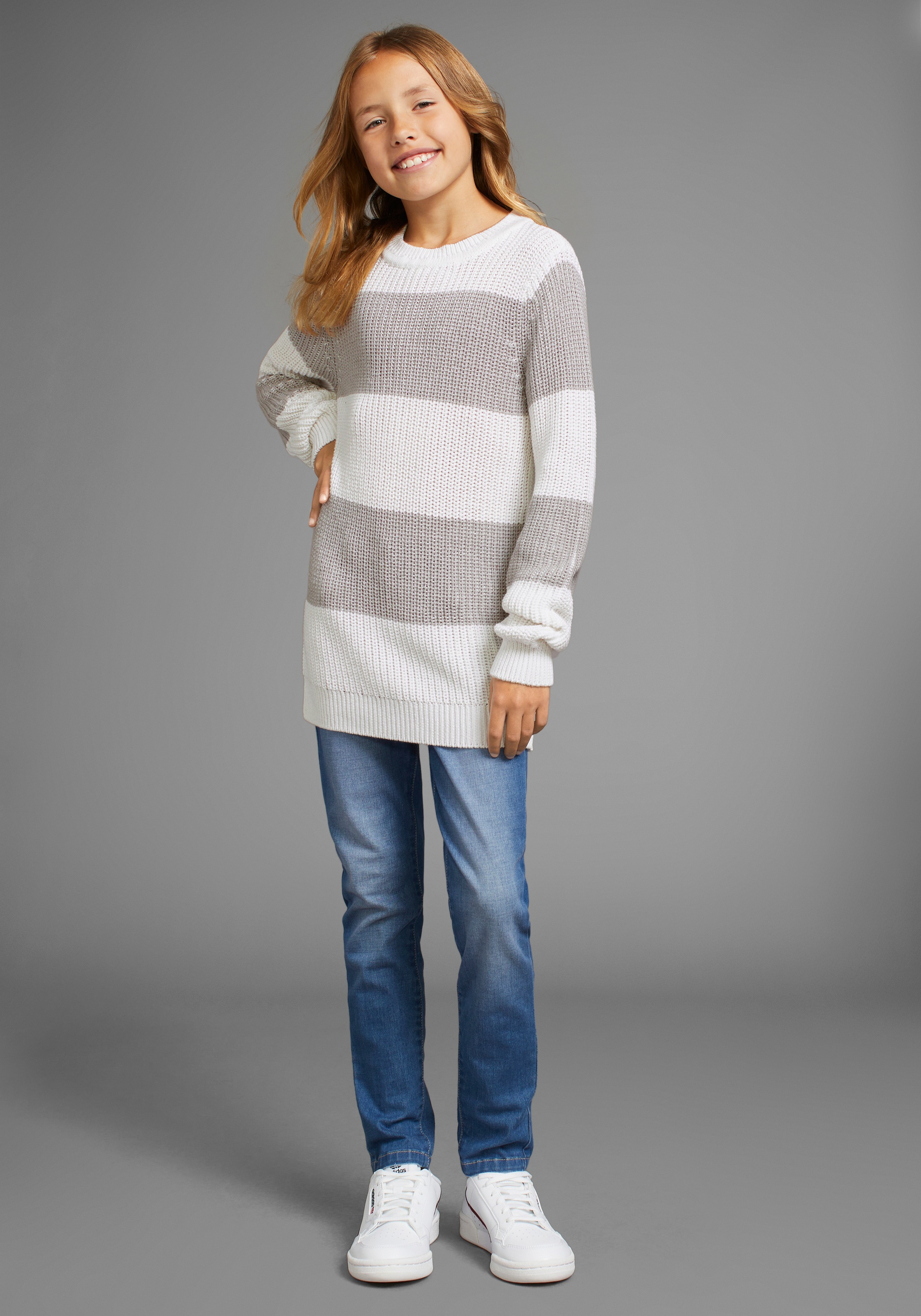 KIDSWORLD Strickpullover »Streifenpullover mit breitem Muster« , modisches Streifendesign für Mädchen