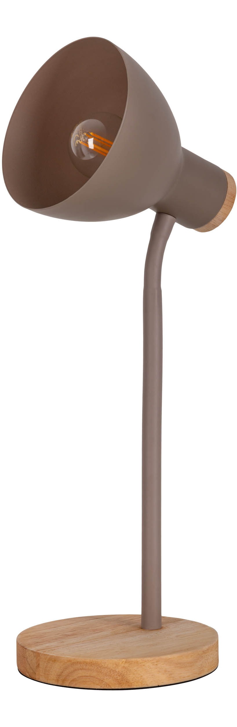 näve Schreibtischlampe »Marie«, 1 flammig, Leuchtmittel E14 | ohne Leuchtmittel, Fuß und Schirm z.T. aus Holz, Schirm flexibel beweglich, E14