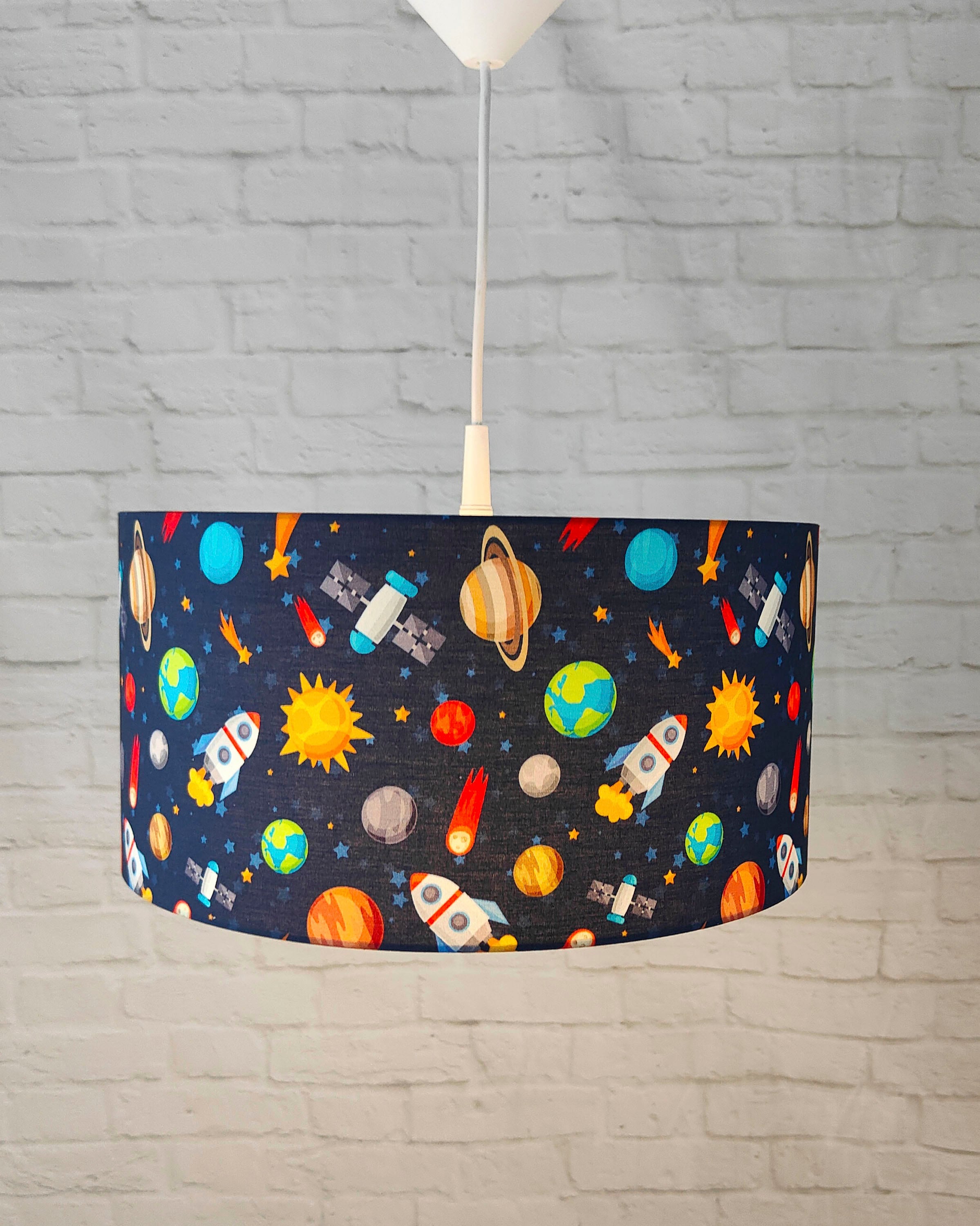 niermann Pendelleuchte »Stoff-Pendelleuchte Weltall« E27 1 Stk. Lampenschirm aus Stoff