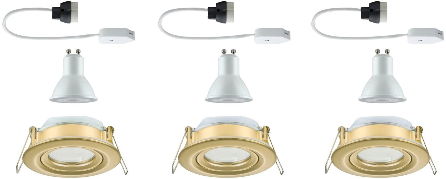 Paulmann LED Einbauleuchte »LED Einbauleuchte Nova Plus IP65 rund 93mm 30° dimmbar Gold matt«, 3 flammig, Leuchtmittel GU10 | LED fest integriert