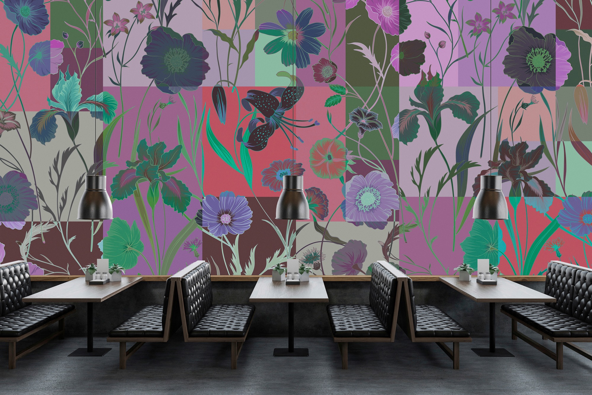 living walls Fototapete »Walls by Patel Floral Patch 1«, Vlies, Wand, Schräge