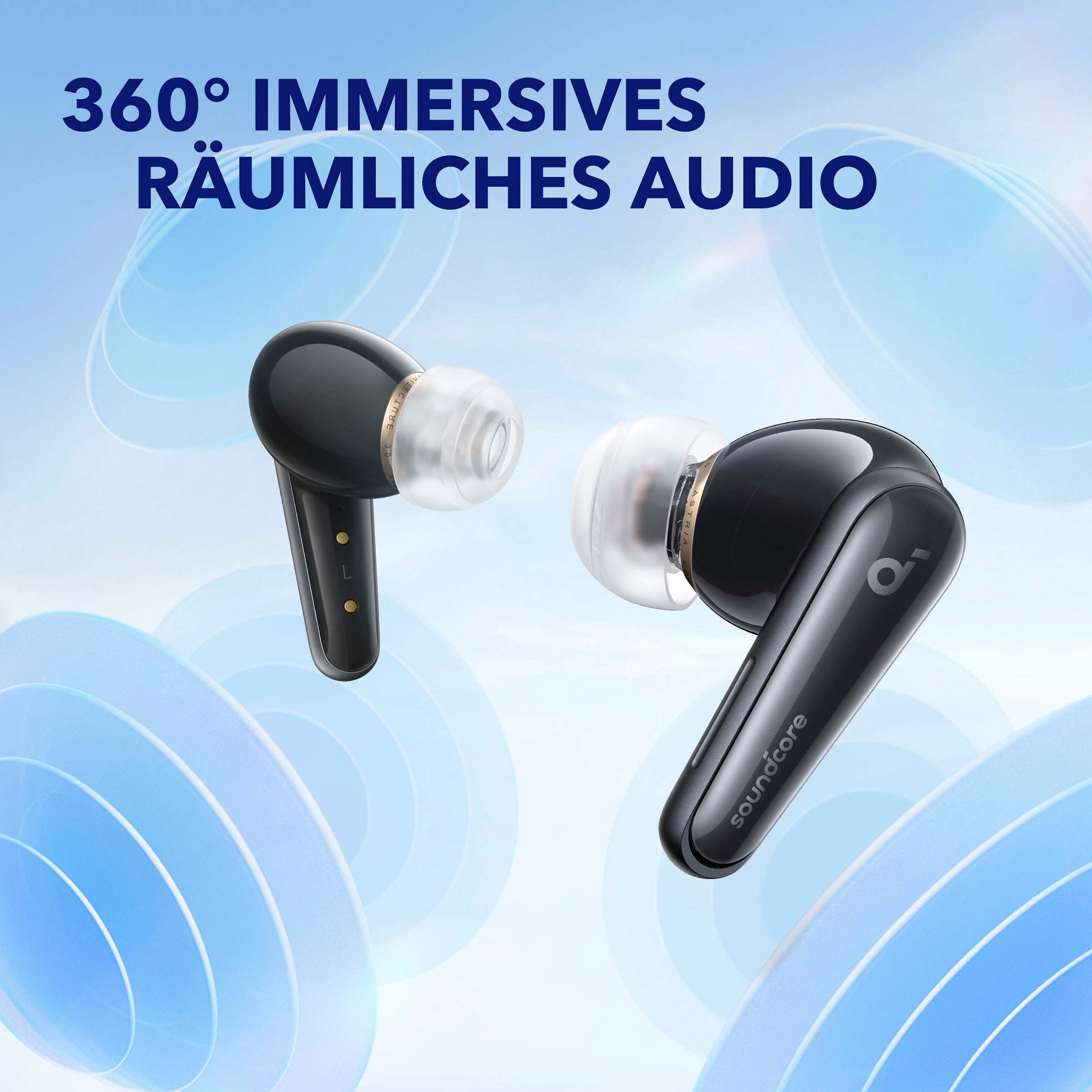 Anker In-Ear-Kopfhörer »Soundcore Liberty 4«, Bluetooth, Active Noise Cancelling (ANC)-Freisprechfunktion-Hi-Res-Multi-Point-Verbindung-Transparenzmodus-kompatibel mit Siri