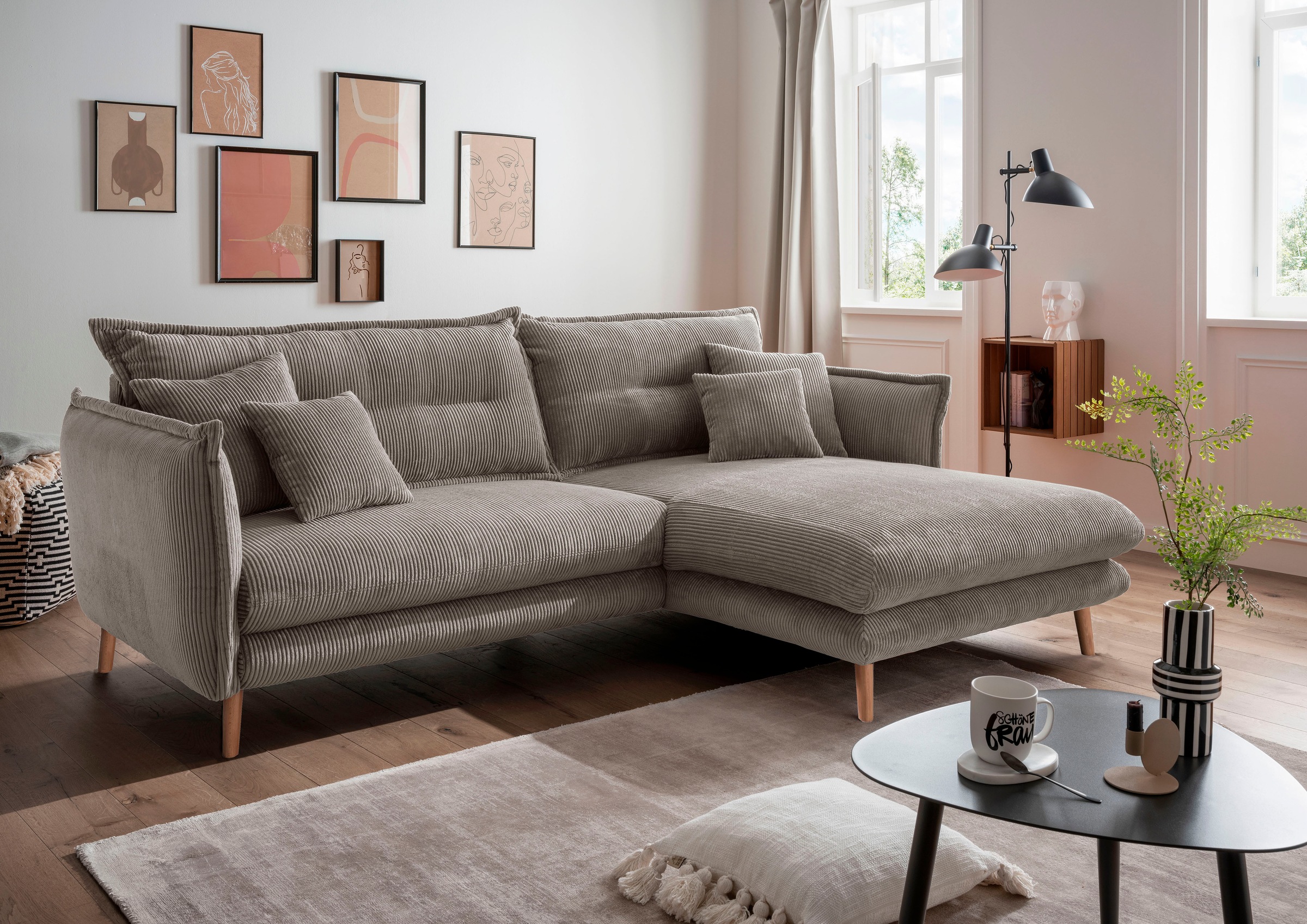 INOSIGN Ecksofa »Lazio modern und bequem, schmale Armlehnen, tolle Detailve günstig online kaufen