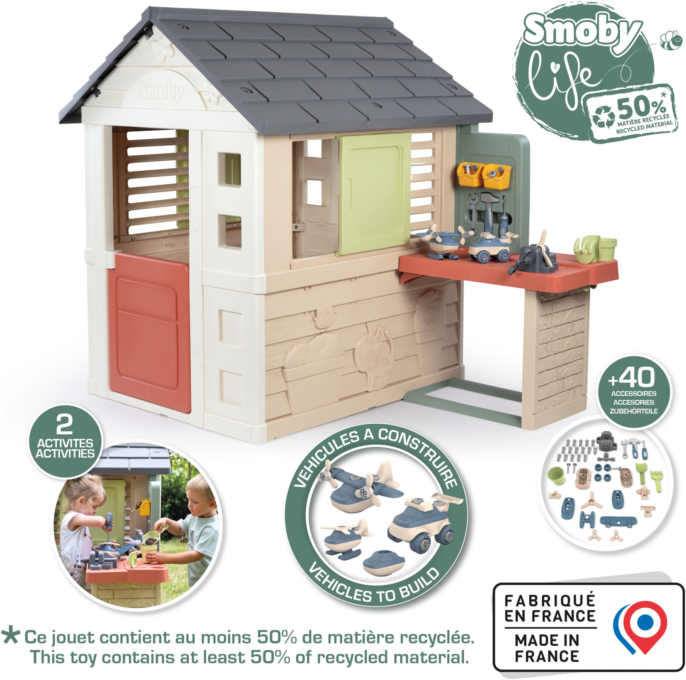 Smoby Spielhaus »Smoby Life Natur mit Werkstatt«