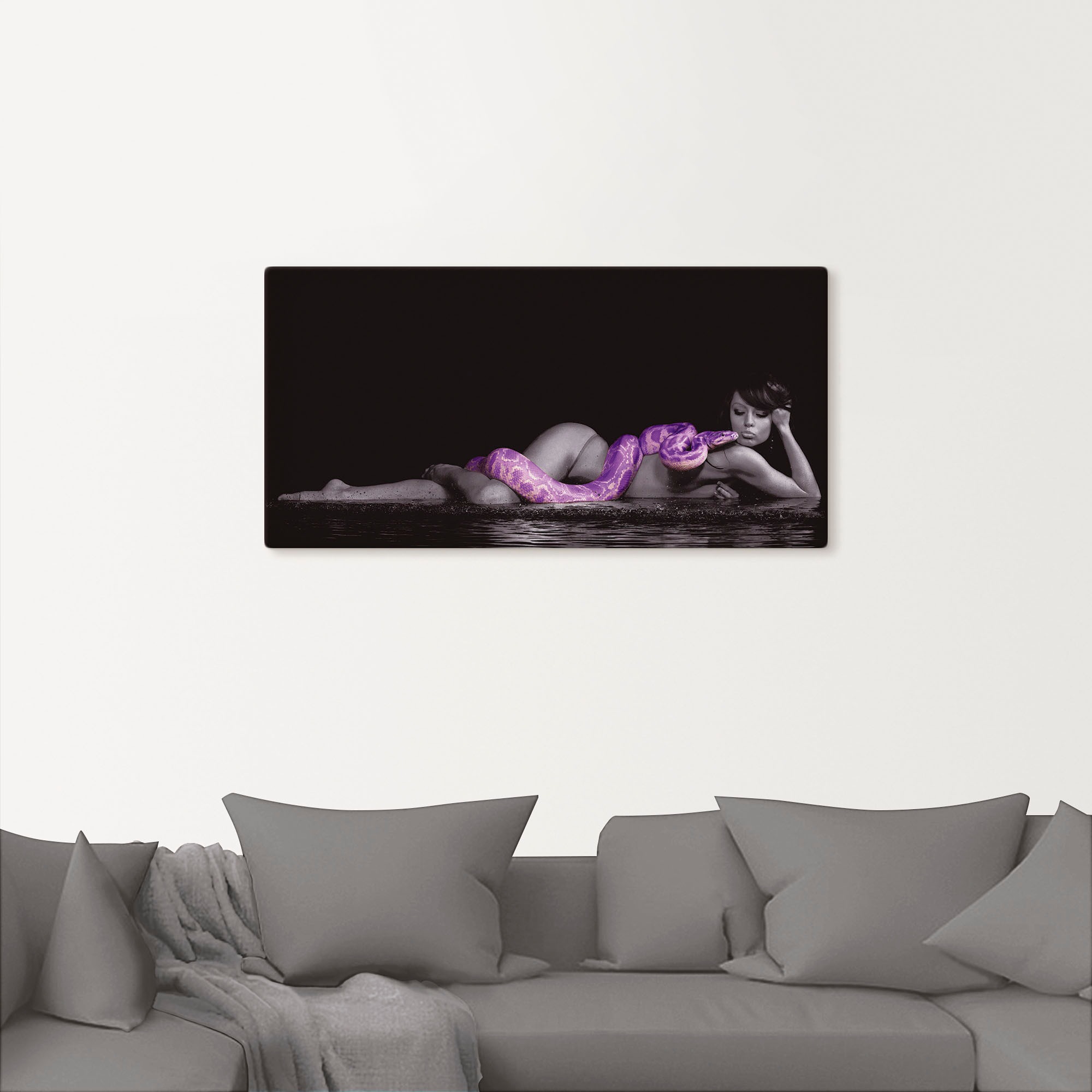 Artland Wandbild »Frau in Wasser liegend mit Python«, Frau, (1 St.), als Leinwandbild in verschied. Größen