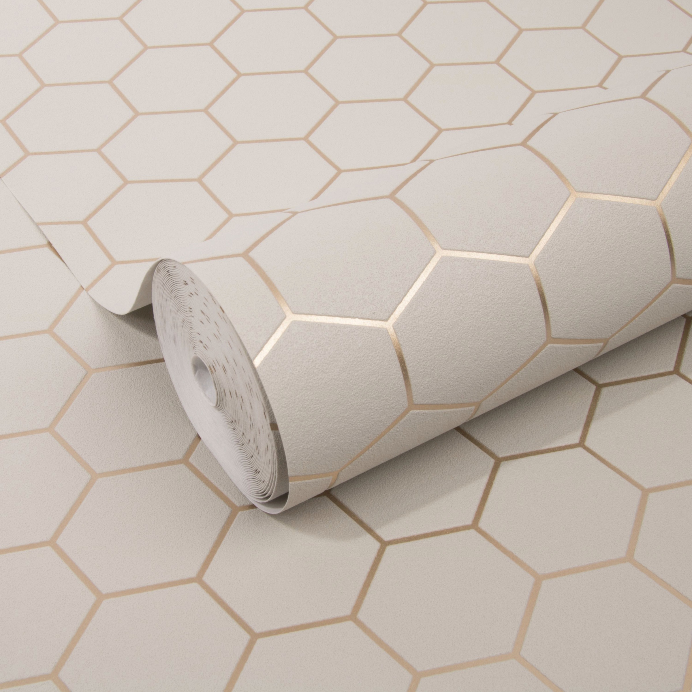 WOW Vliestapete »Hexagon Geo« geometrisch aufgeschäumt Taupe - 10m x 52cm