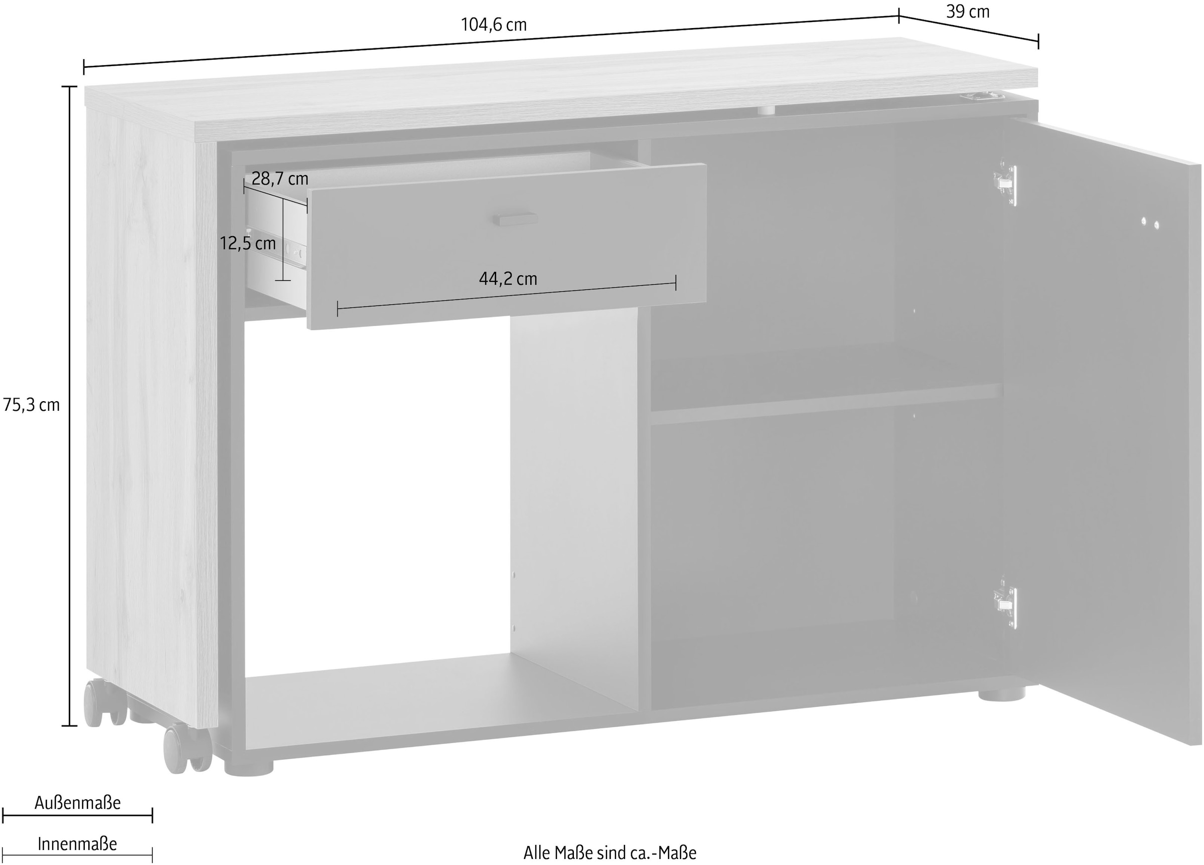 Schildmeyer Schreibtisch »Tiny Arbeitsplatte Working«, Home praktisch mit Sideboard im Office, online bestellen flexibler