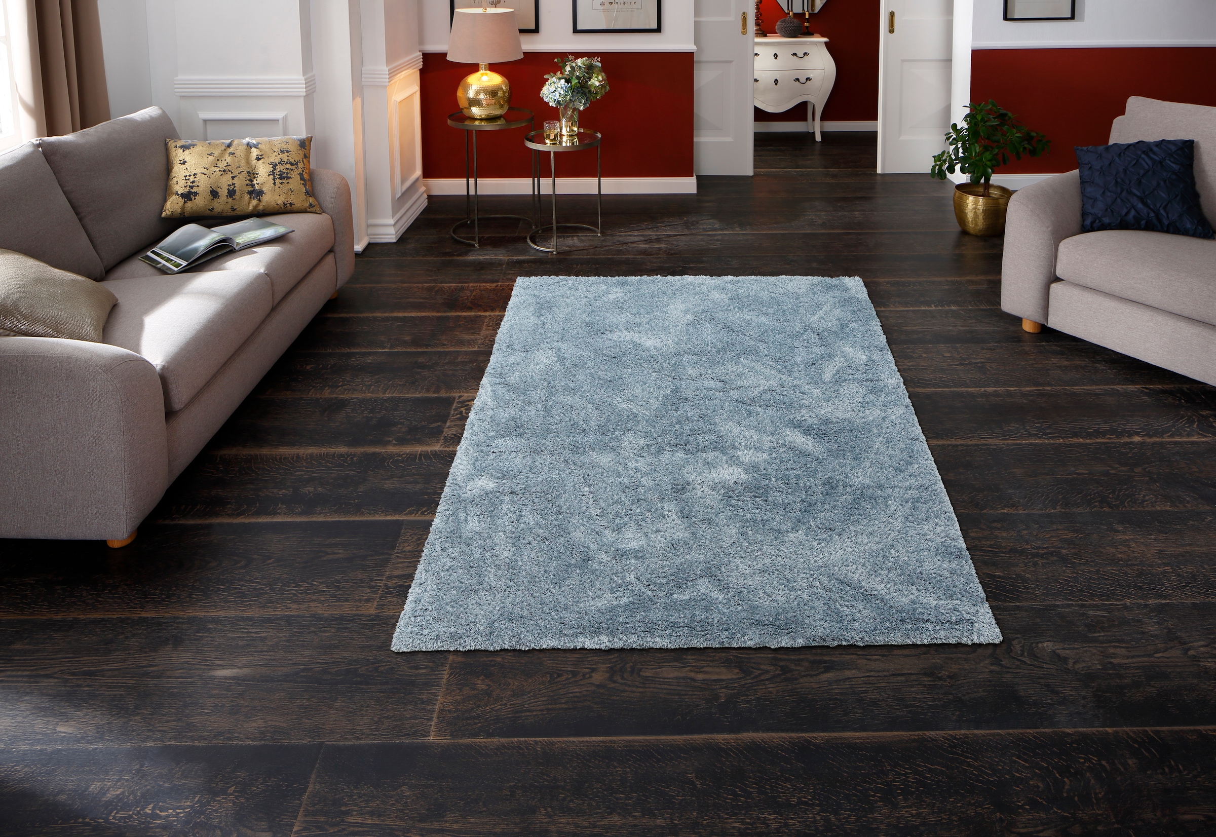 andas Hochflor-Teppich »Menka«, rechteckig, 30 mm Höhe, Shaggy-Teppich, Uni-Farben, besonders weich und kuschelig