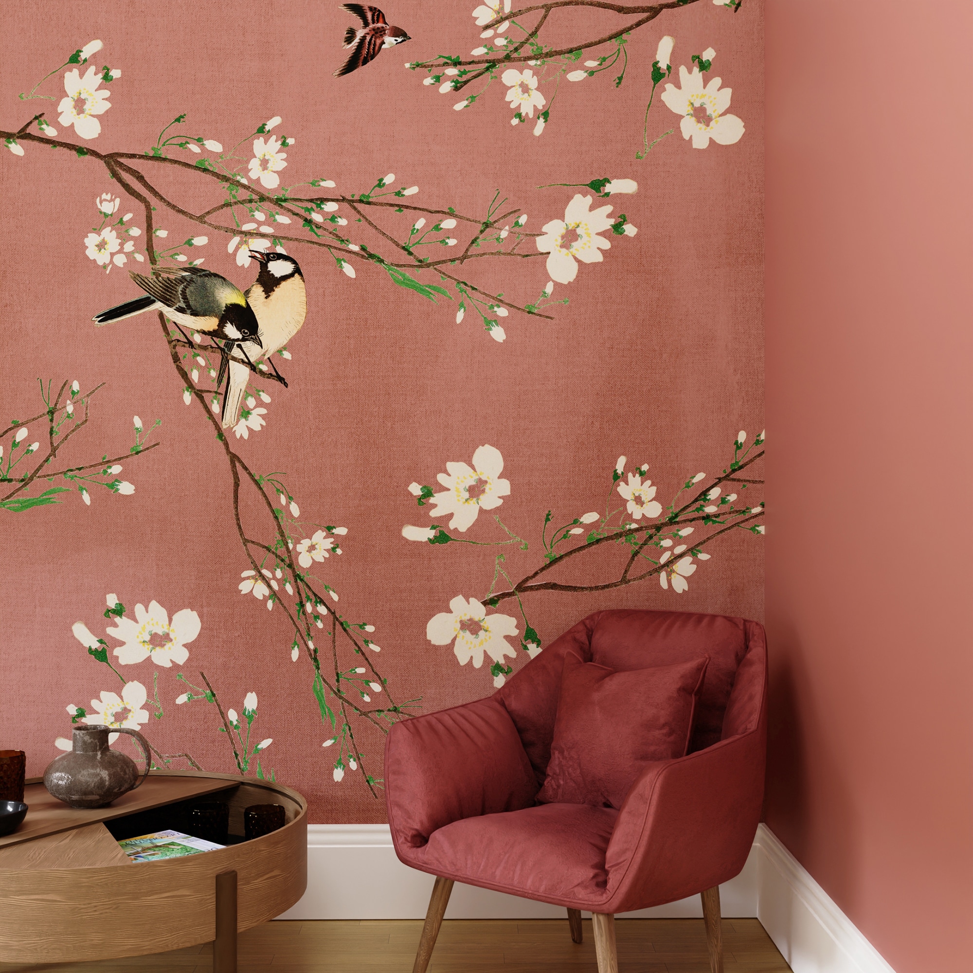 Art for the home Fototapete »Vögel & Blüten«, animal print, Design Tapeten günstig online kaufen