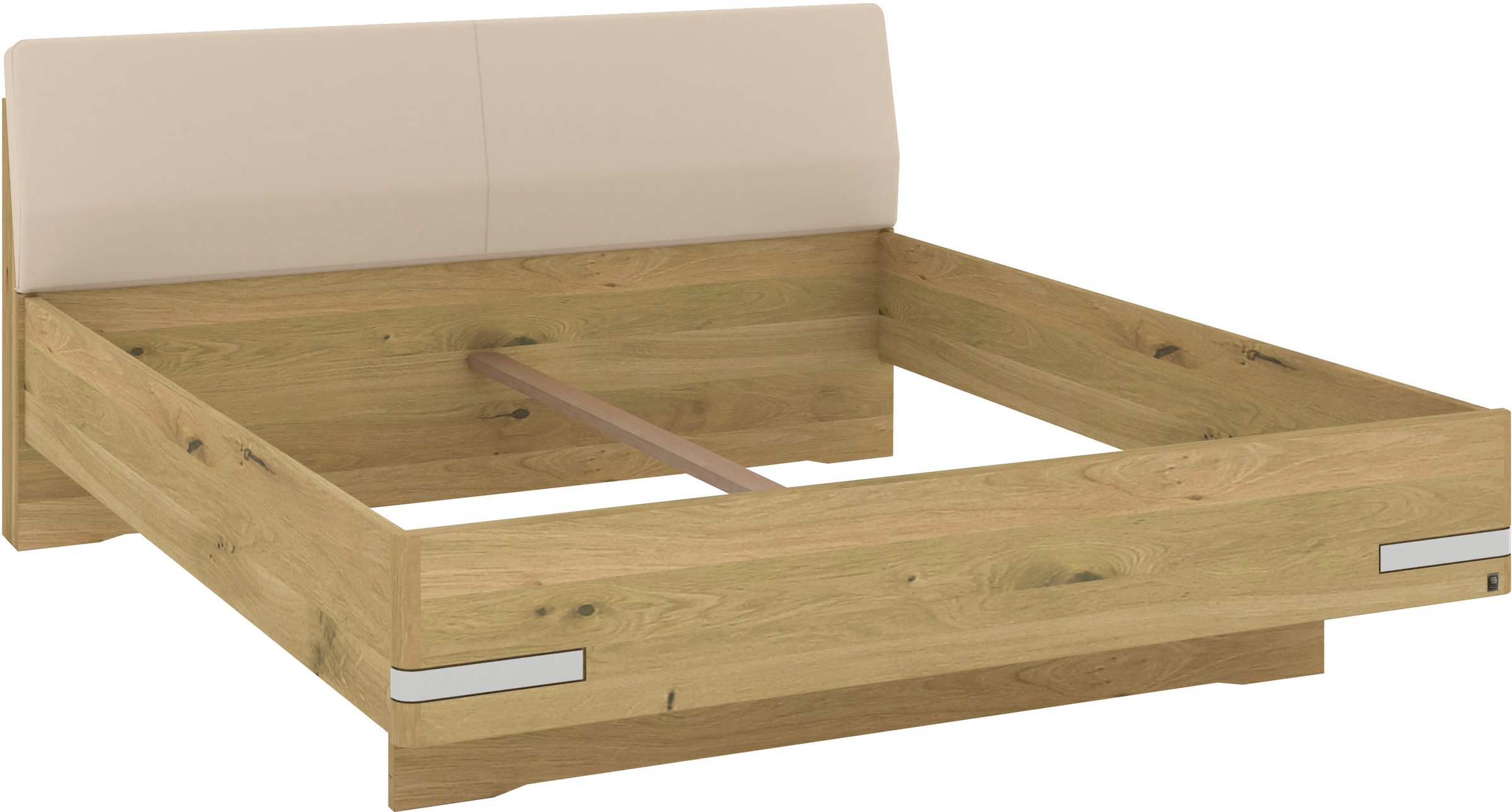 Musterring Holzbett »Savona«, (Belastbarkeit 220 Kg, 4-fache Liegehöhenverstellung, MADE IN GERMANY), Kopfteil Kunstleder Champagner, Details in Chrom, verschiedene Größen