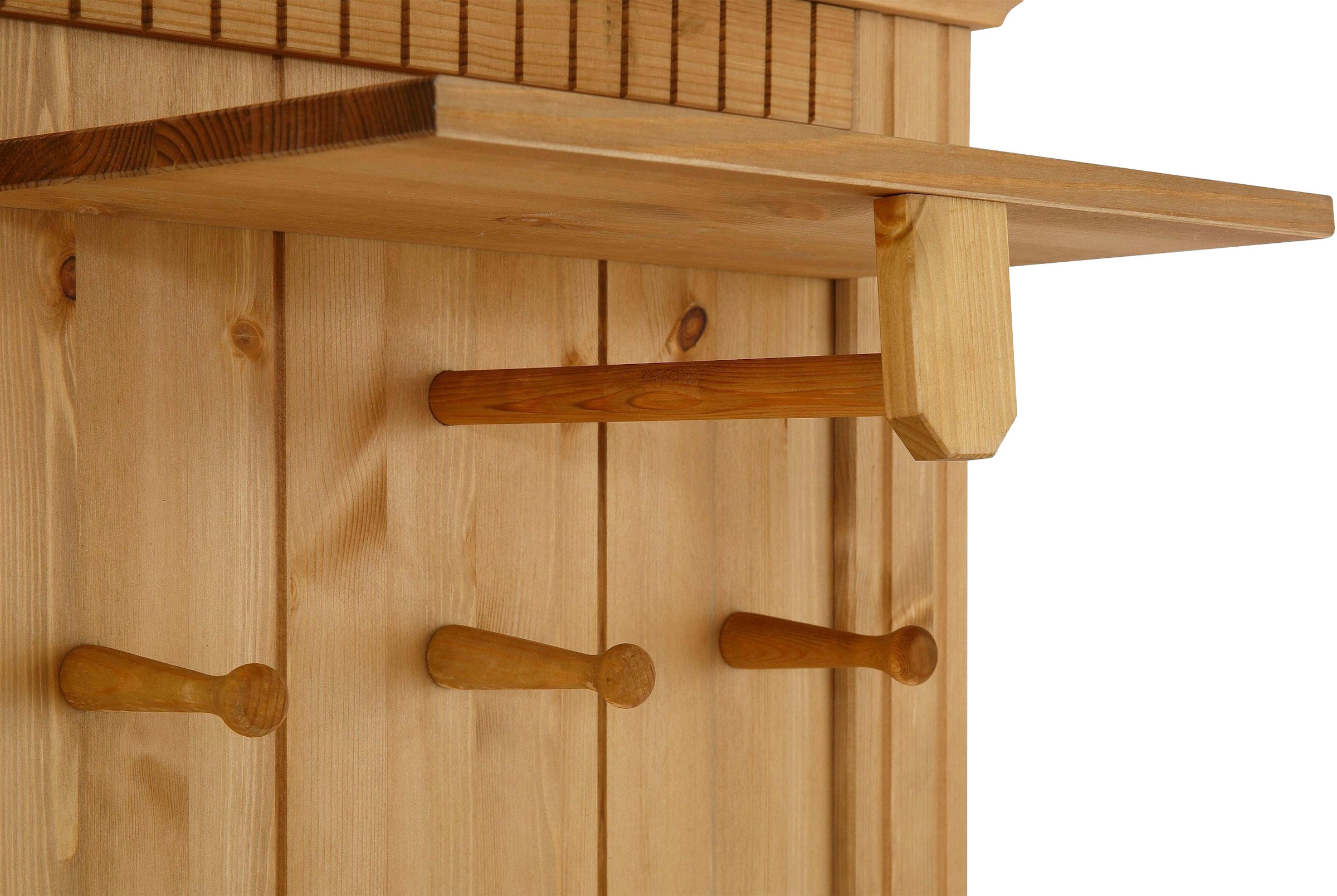 OTTO home Garderobenpaneel »Rustic« aus massiver Kiefer, Höhe 190 cm, mit Ablage, Holzhaken