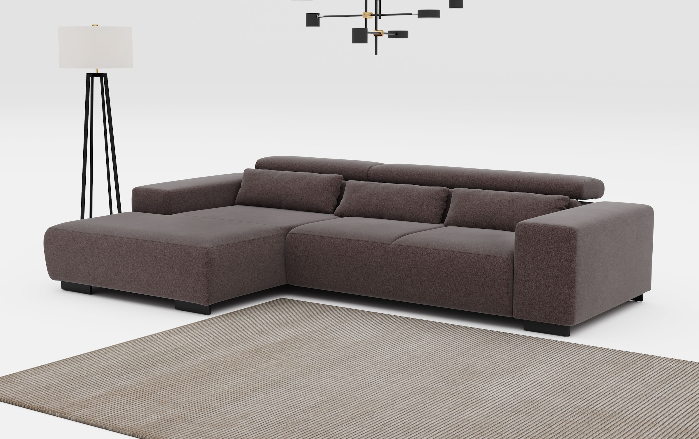 COTTA Ecksofa "Side L-Form, mit Kopfteilverstellung & 3 Nierenkissen" optio günstig online kaufen
