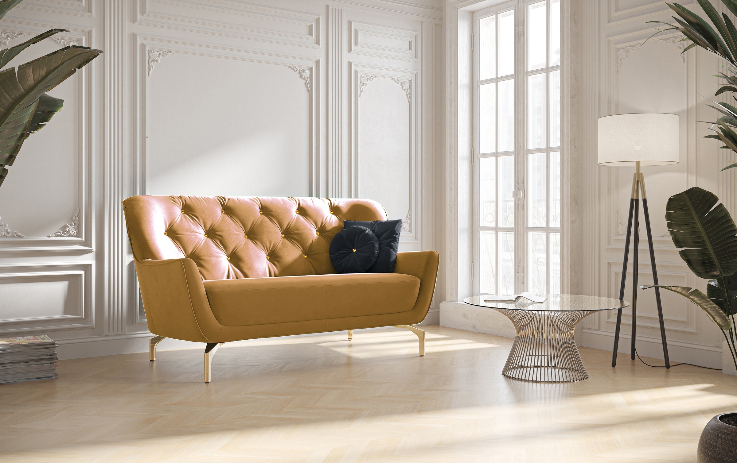 sit&more 2-Sitzer »Orient 3« inkl. 2 Zierkissen mit Strass-Stein, goldfarbe günstig online kaufen