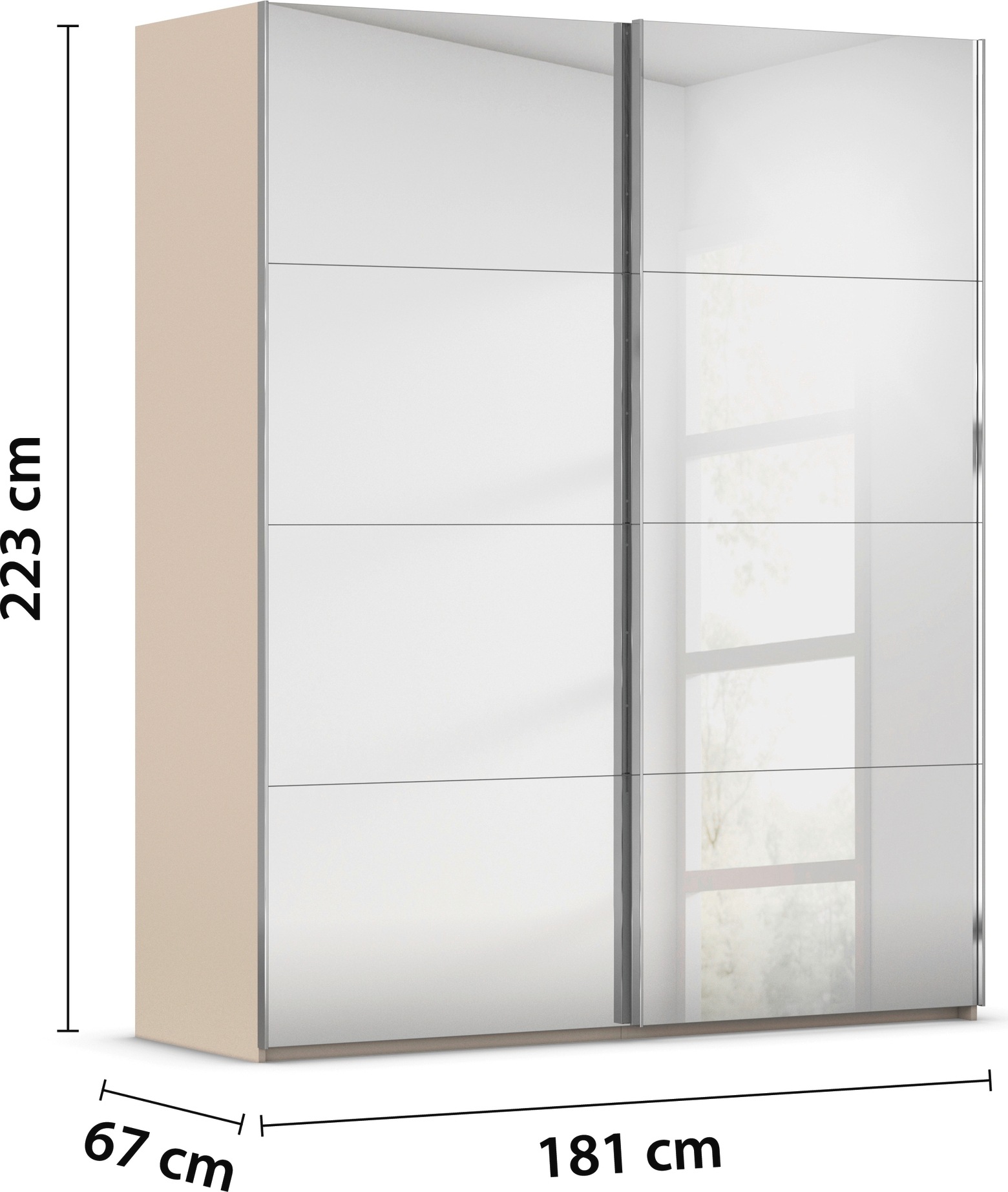 rauch Schwebetürenschrank »Kleiderschrank Schrank Garderobe Schlafzimmerschrank SCALE-FYRA«, edle viergeteilte Türen, Spiegelfront und viele Farben MADE IN GERMANY