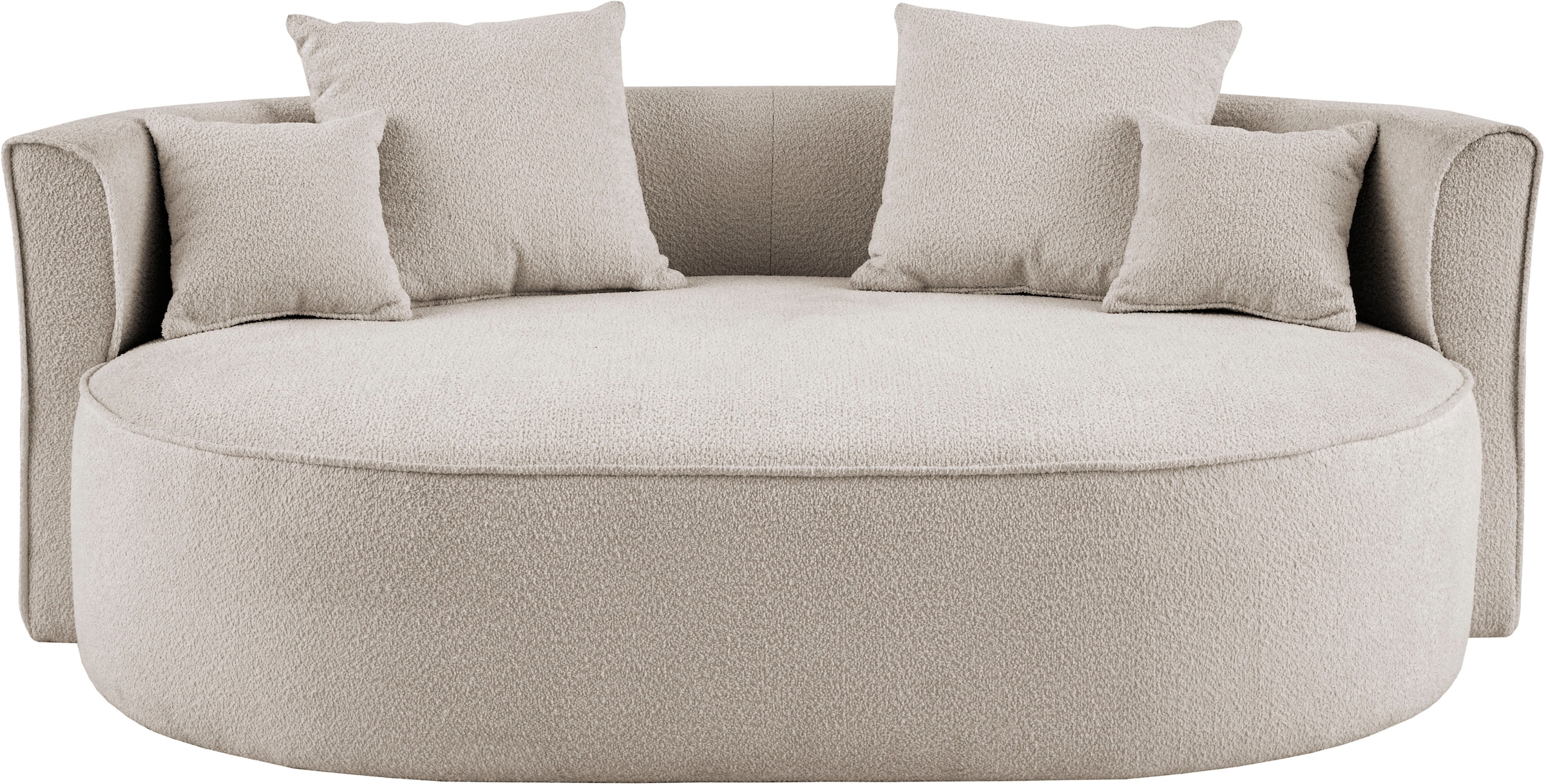 LeGer Home by Lena Gercke 2,5-Sitzer »ISALIE, rundes Loungesofa, mit Kissen, perfekt gepolstert«, moderne Stoffe, mit 4 Zierkissen, extra große Sitzfläche