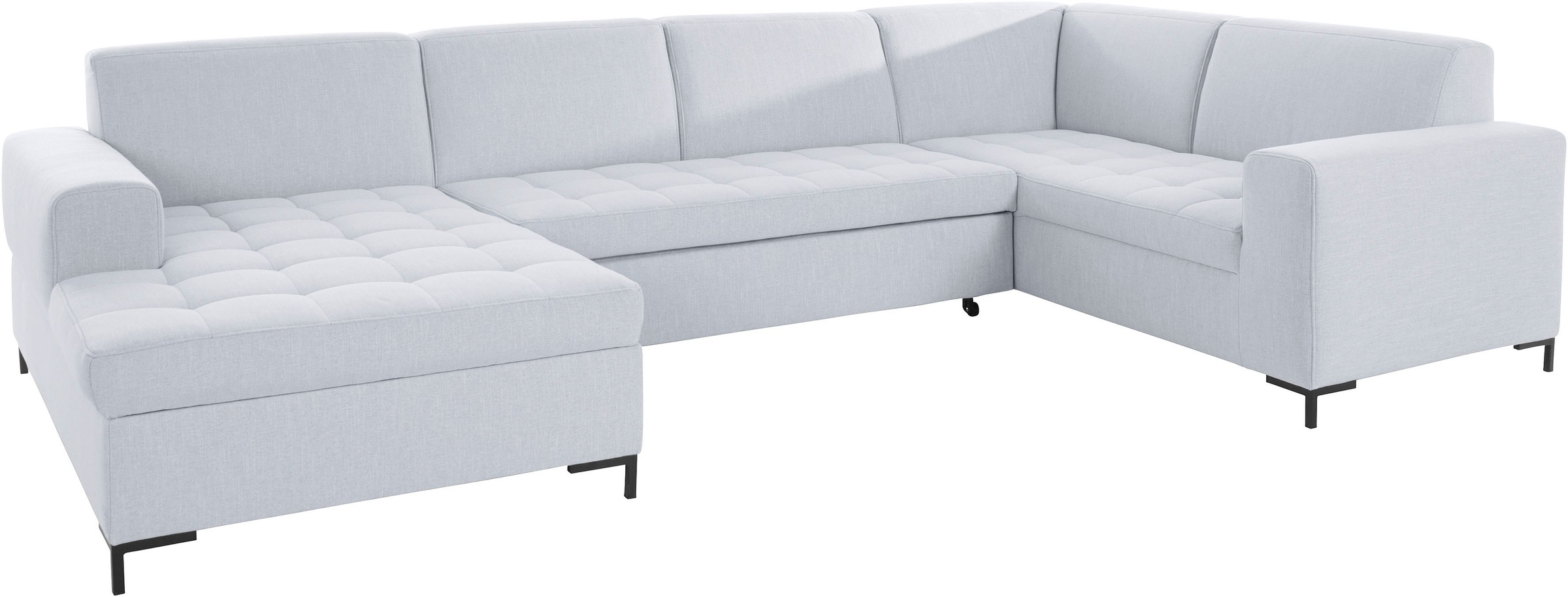 OTTO products Wohnlandschaft »Grazzo, aktuelle Steppung im Sitz, viel Platz, zeitlos, U-Form«, hochwertige Stoffe aus recyceltem Material, Steppung im Sitzbereich