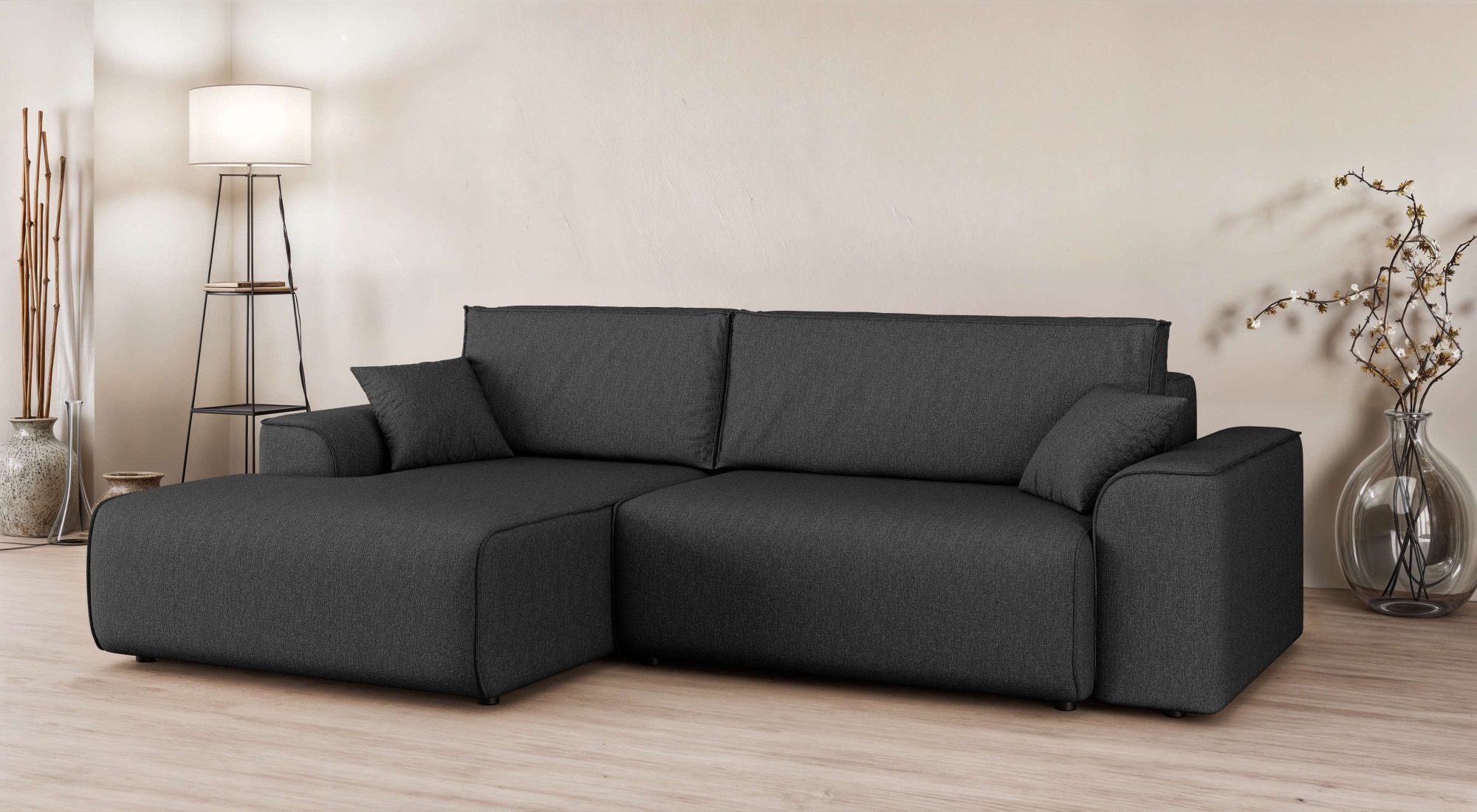Home affaire Ecksofa »Santenay mit Bettfunktion und Bettkasten, Maße: B/T/H günstig online kaufen