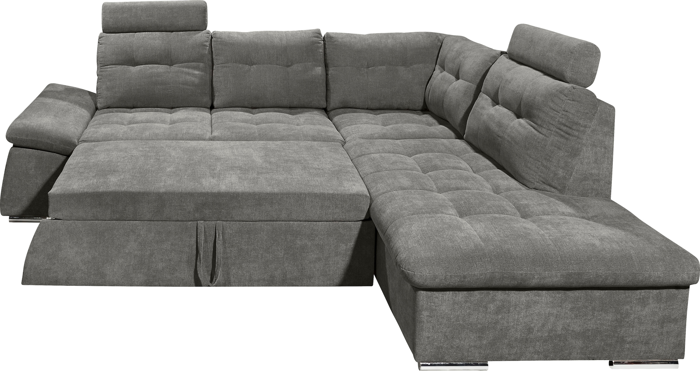 ED EXCITING DESIGN Ecksofa »Nalo L-Form« mit Bettfunktion, Armteilverstellung, Kopfstützen & 2 Nierenkissen